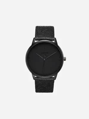 Aalto Watch with Black Dial | Black Piñatex Vegan Leather Strap
