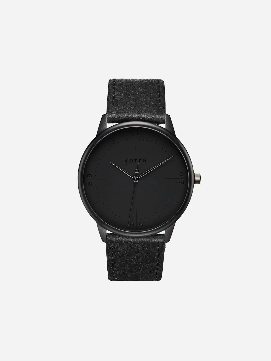 Aalto Watch with Black Dial | Black Piñatex Vegan Leather Strap