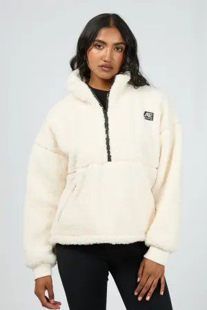All About Eve Amara Quarter Zip Teddy Vintage White