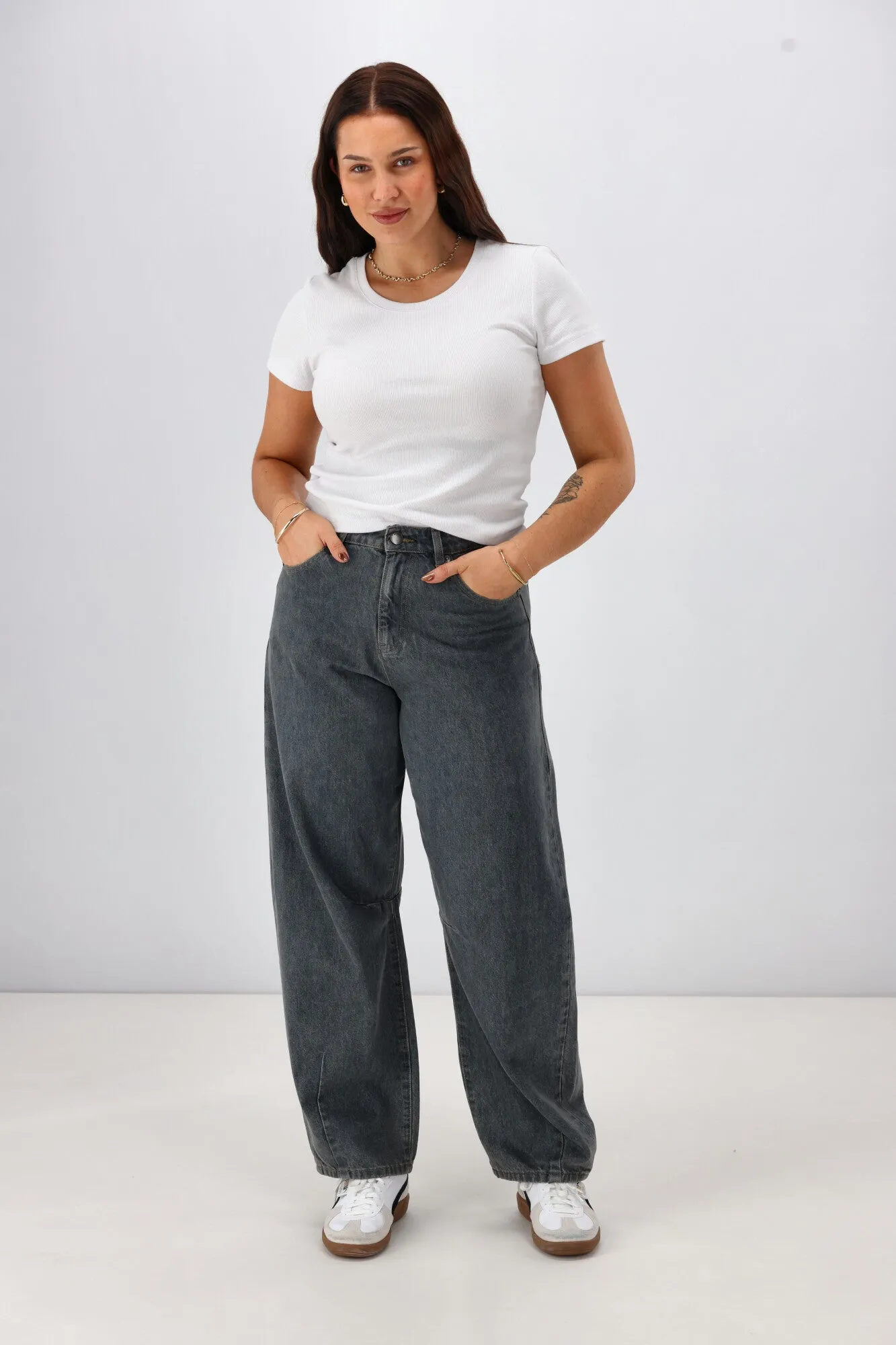 All About Eve Hallie Barrel Leg Jean Slate