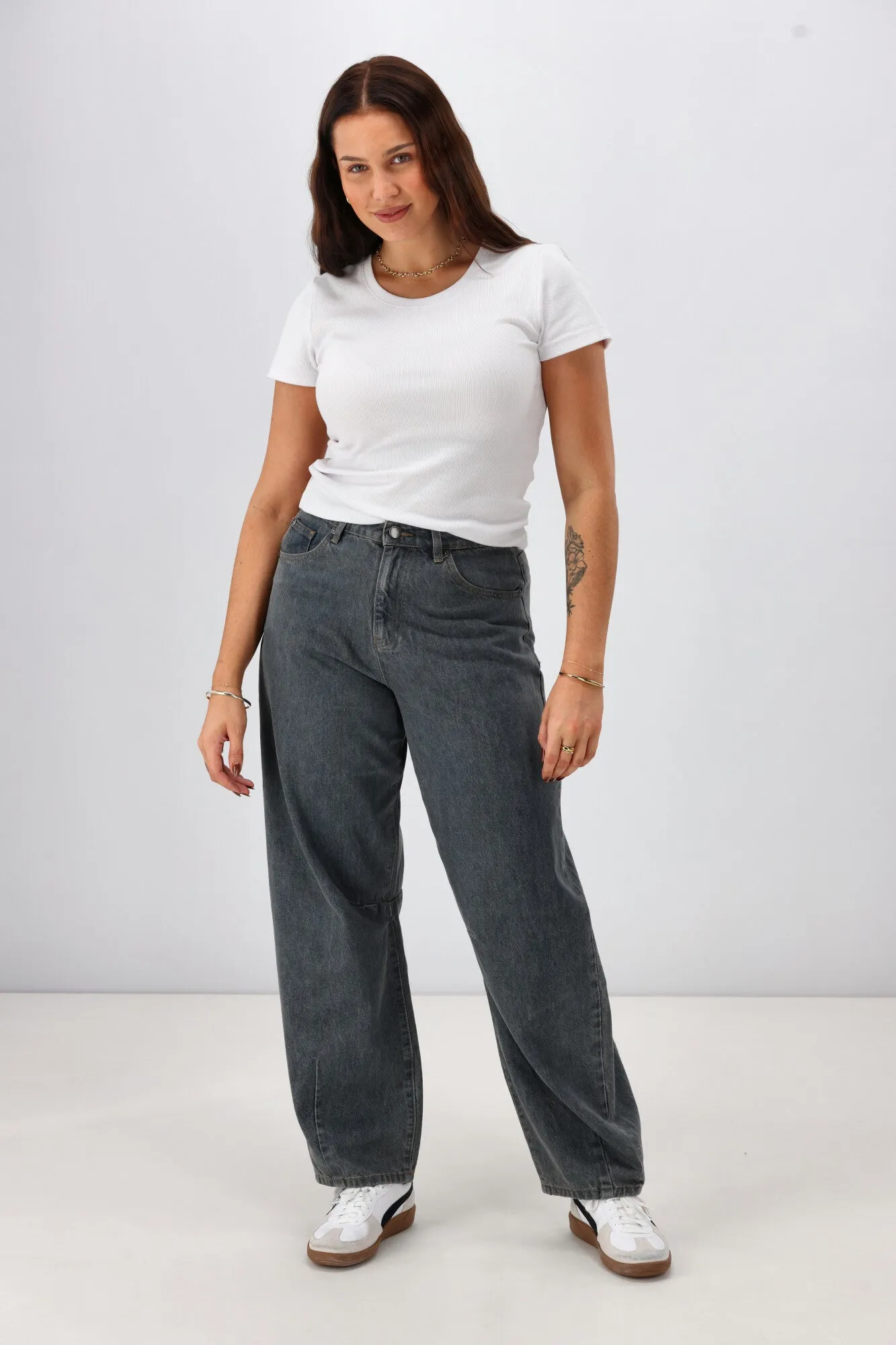All About Eve Hallie Barrel Leg Jean Slate