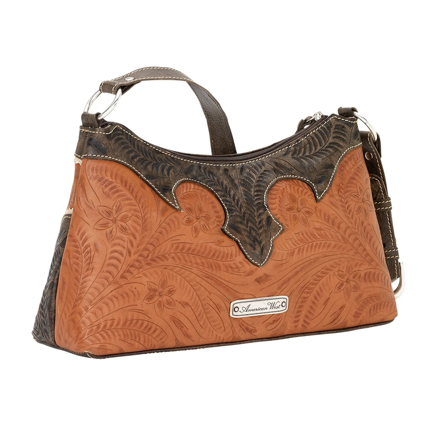 American West Womens Desert Wildflower Hobo Natural Tan Leather Handbag Bag
