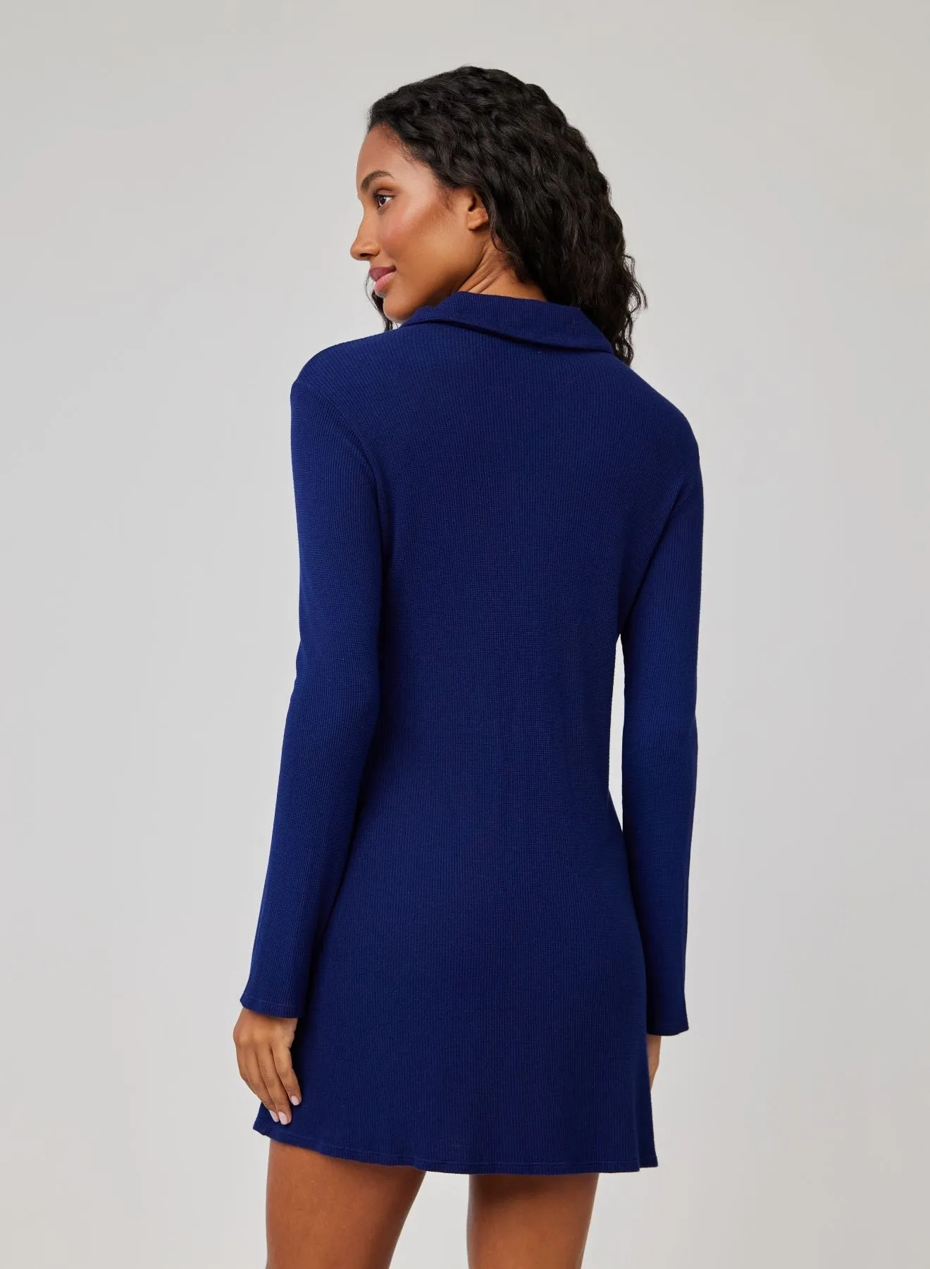 Bell Sleeve Mini Shirt Dress - Navy Coast