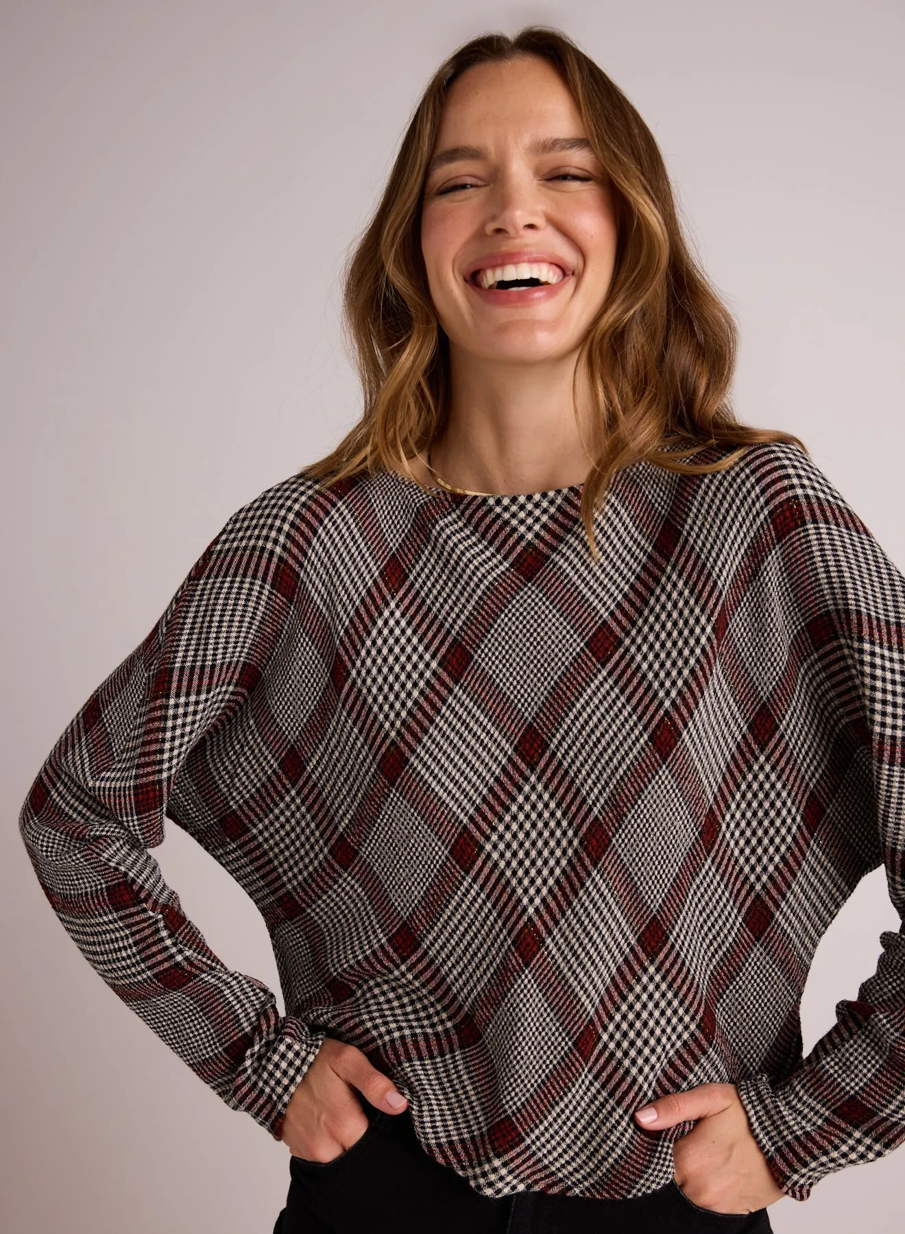 Bias Dolman Sleeve Top - Winter Glen Plaid