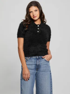 Black Coraline Knit Polo Top