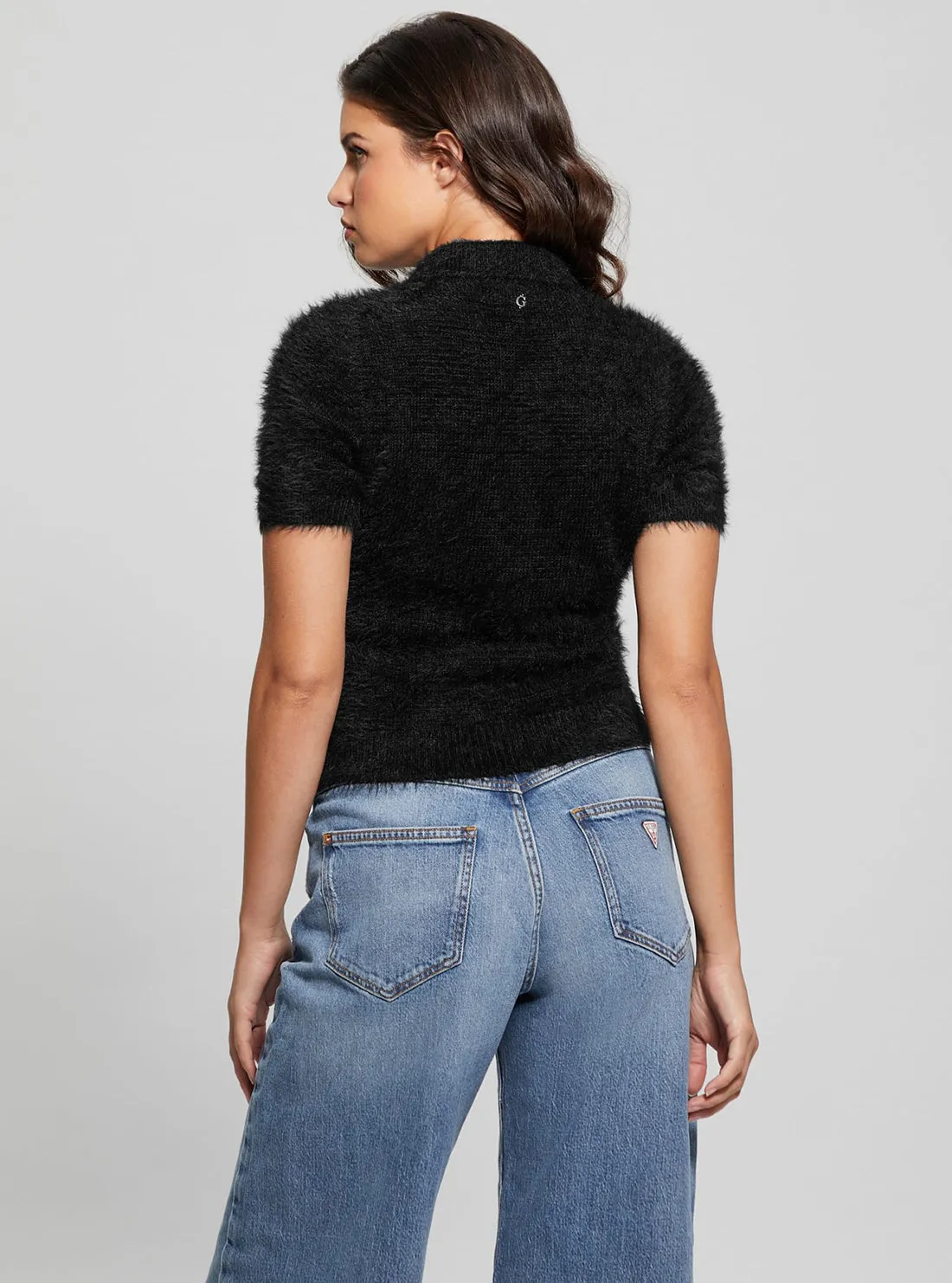 Black Coraline Knit Polo Top