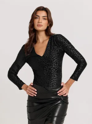 Black Elizabeth V-Neck Bodysuit