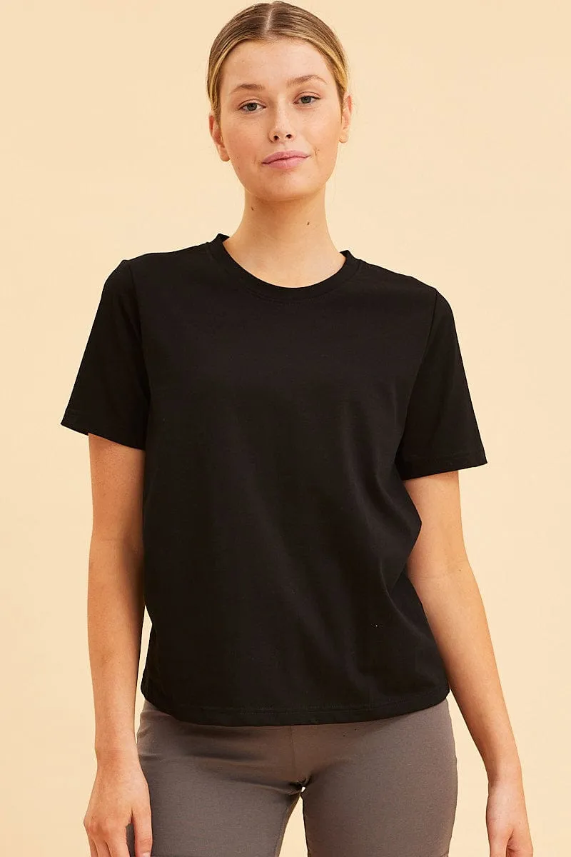 Black Relaxed T-Shirt Heavy Cotton Crew Neck