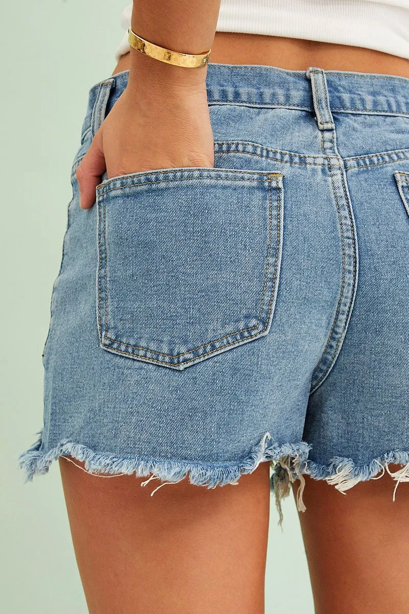 Blue Shorts High Rise Relaxed