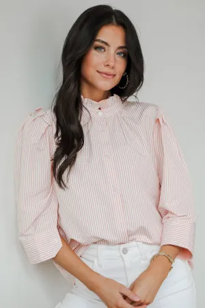 Casual Enchantment Blush Striped Blouse