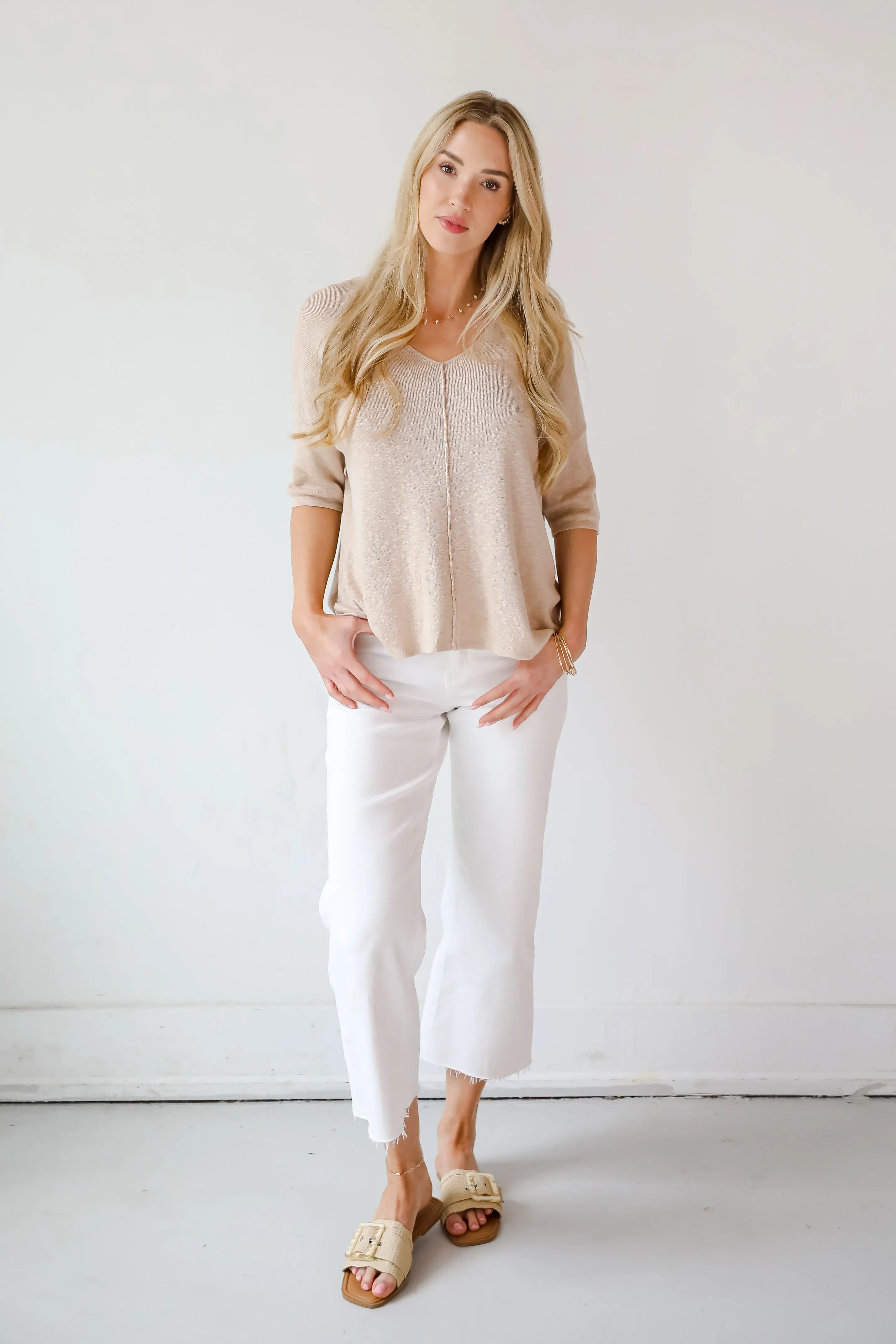 Casual Nature Taupe Lightweight Knit Top