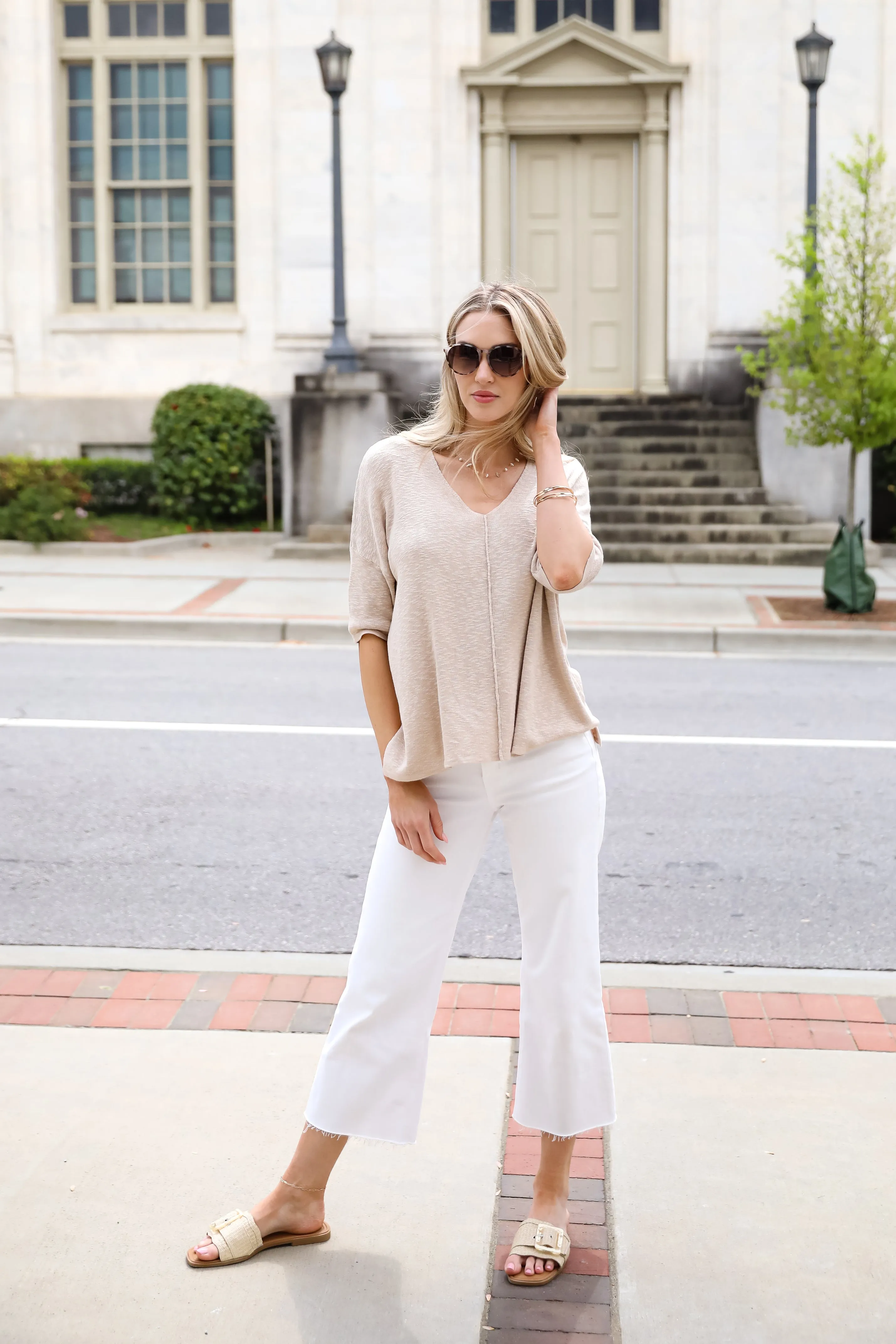 Casual Nature Taupe Lightweight Knit Top