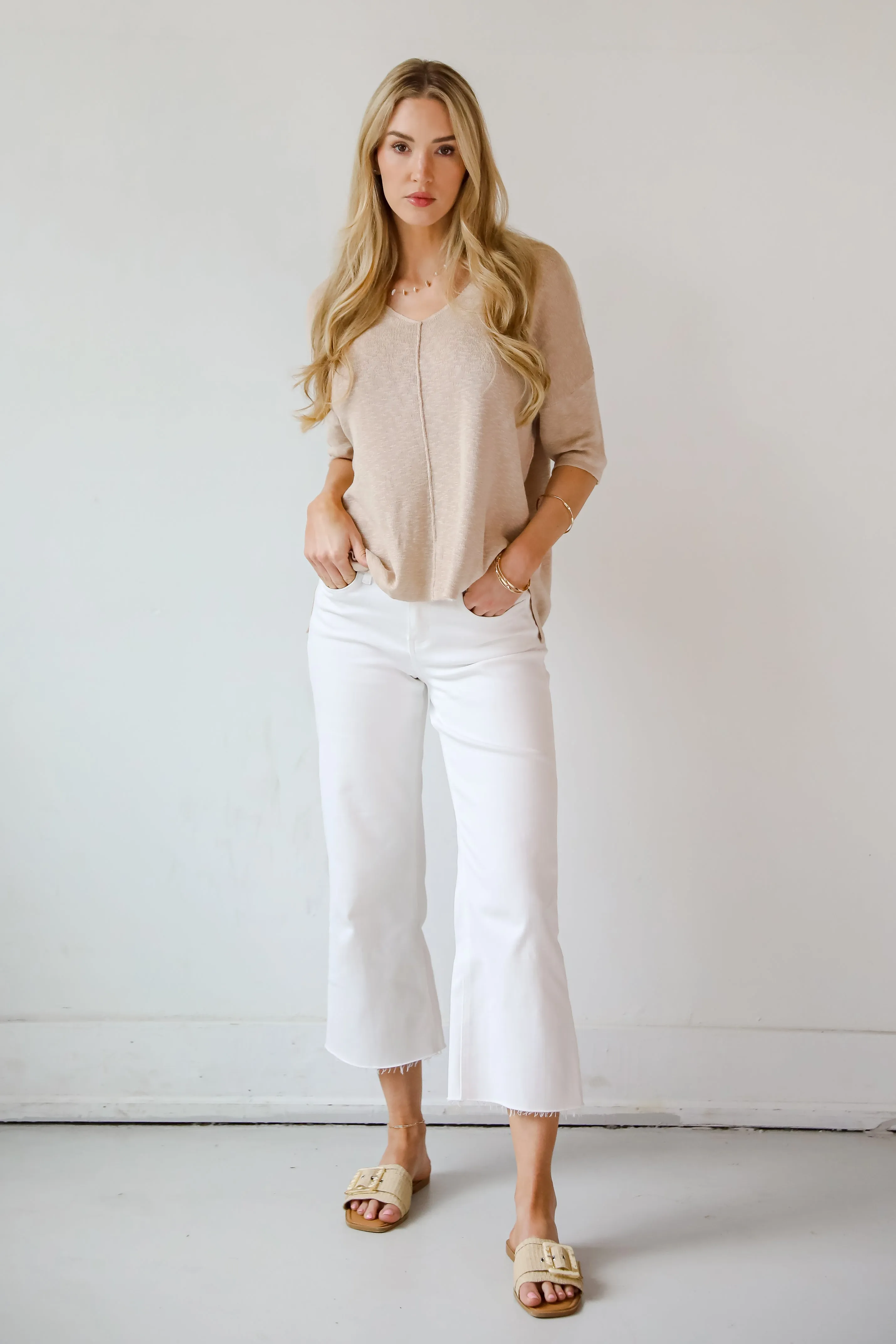 Casual Nature Taupe Lightweight Knit Top