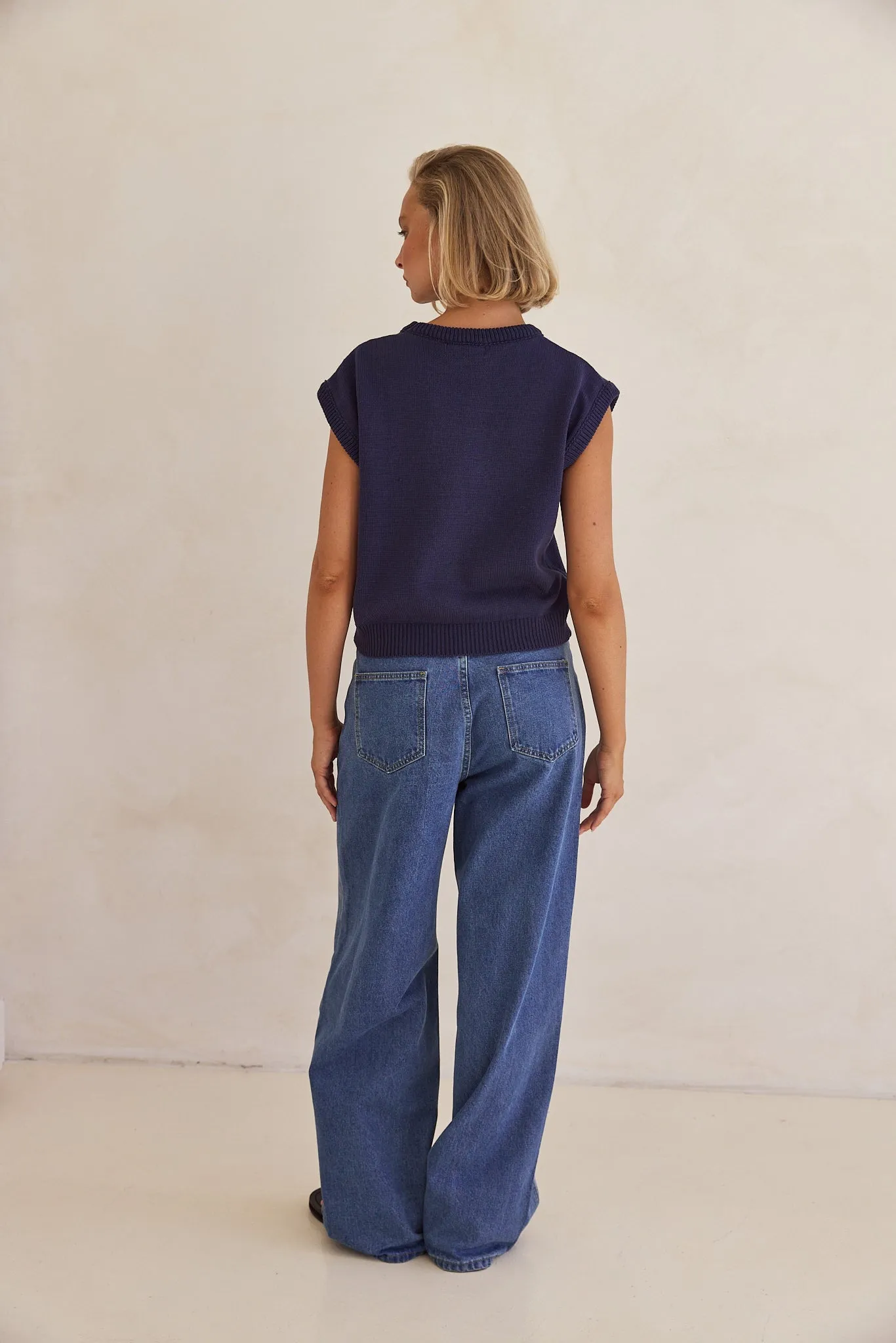 Caterina Knit Top (Navy)