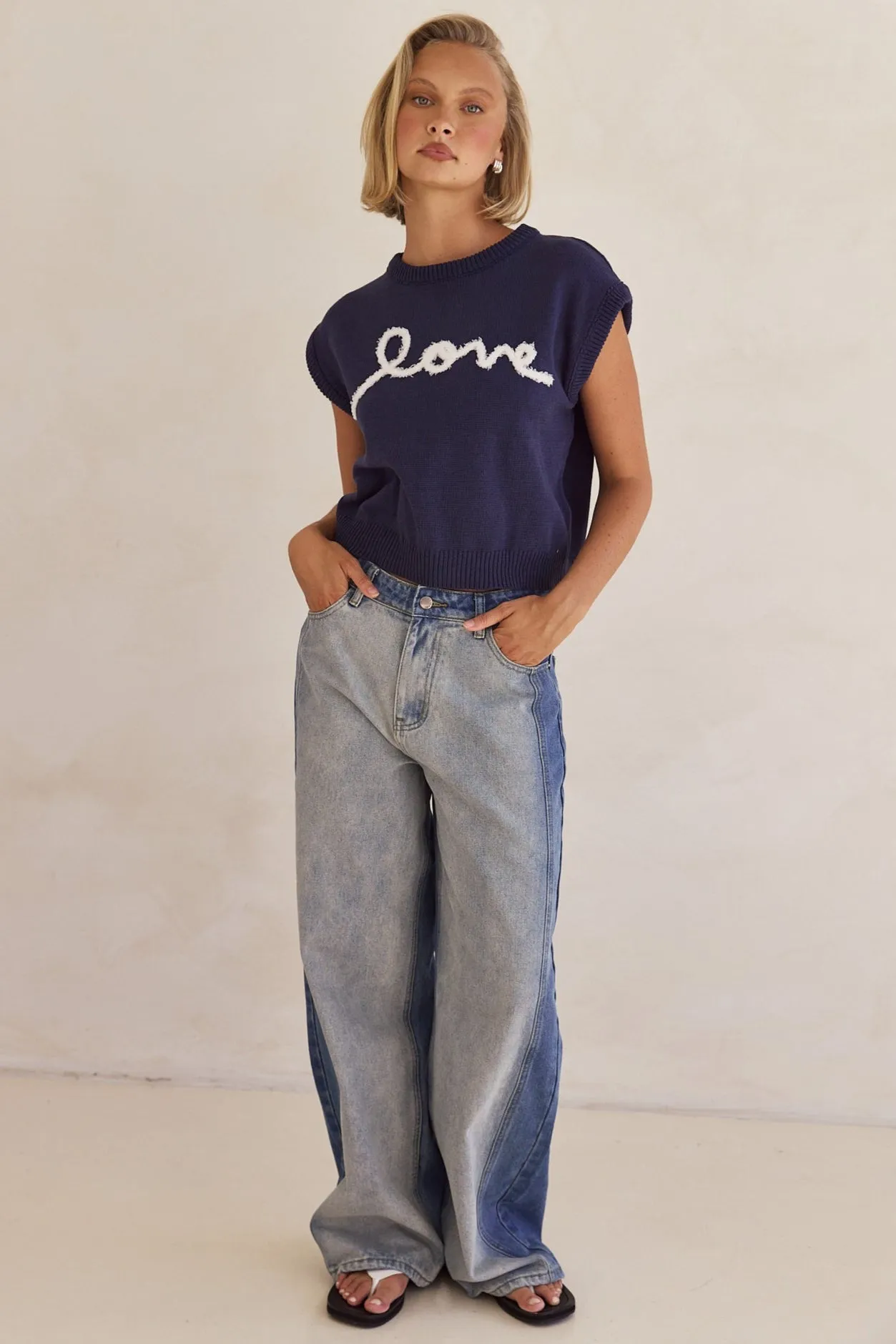 Caterina Knit Top (Navy)