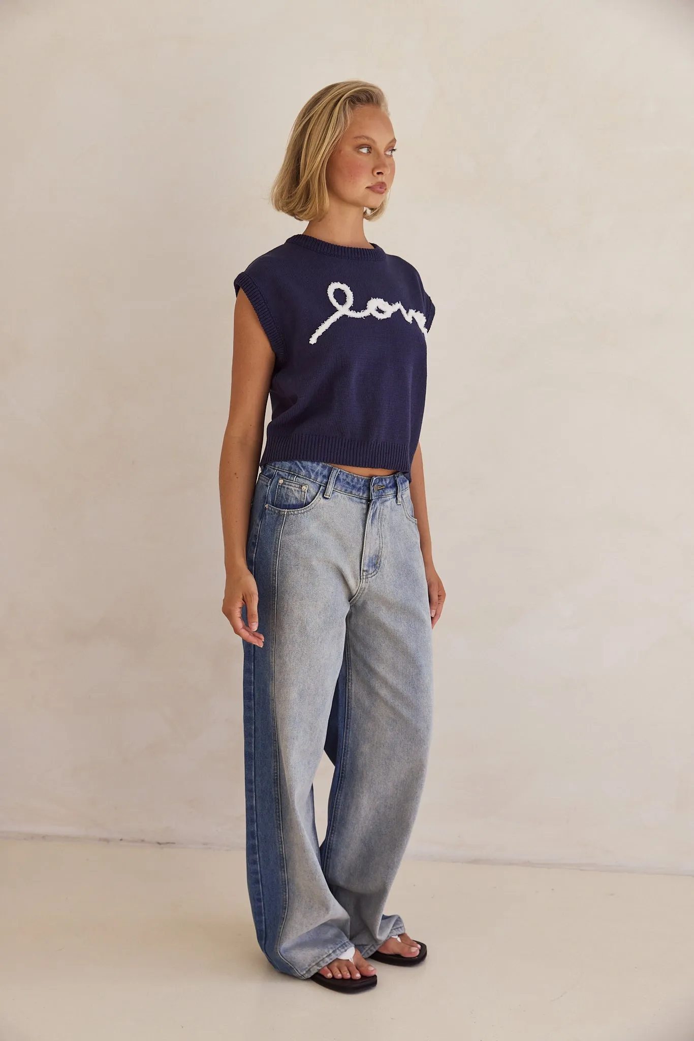 Caterina Knit Top (Navy)