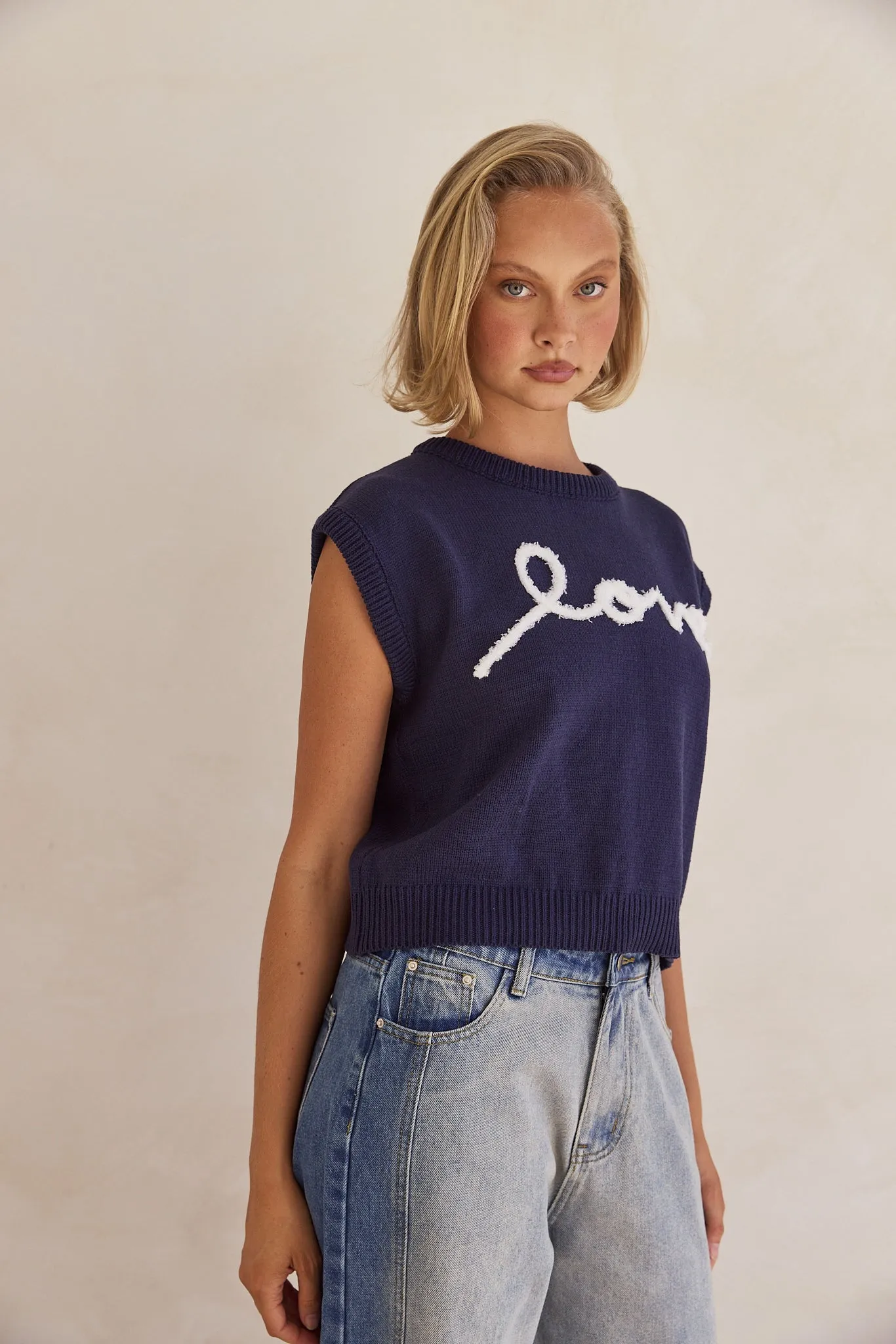 Caterina Knit Top (Navy)
