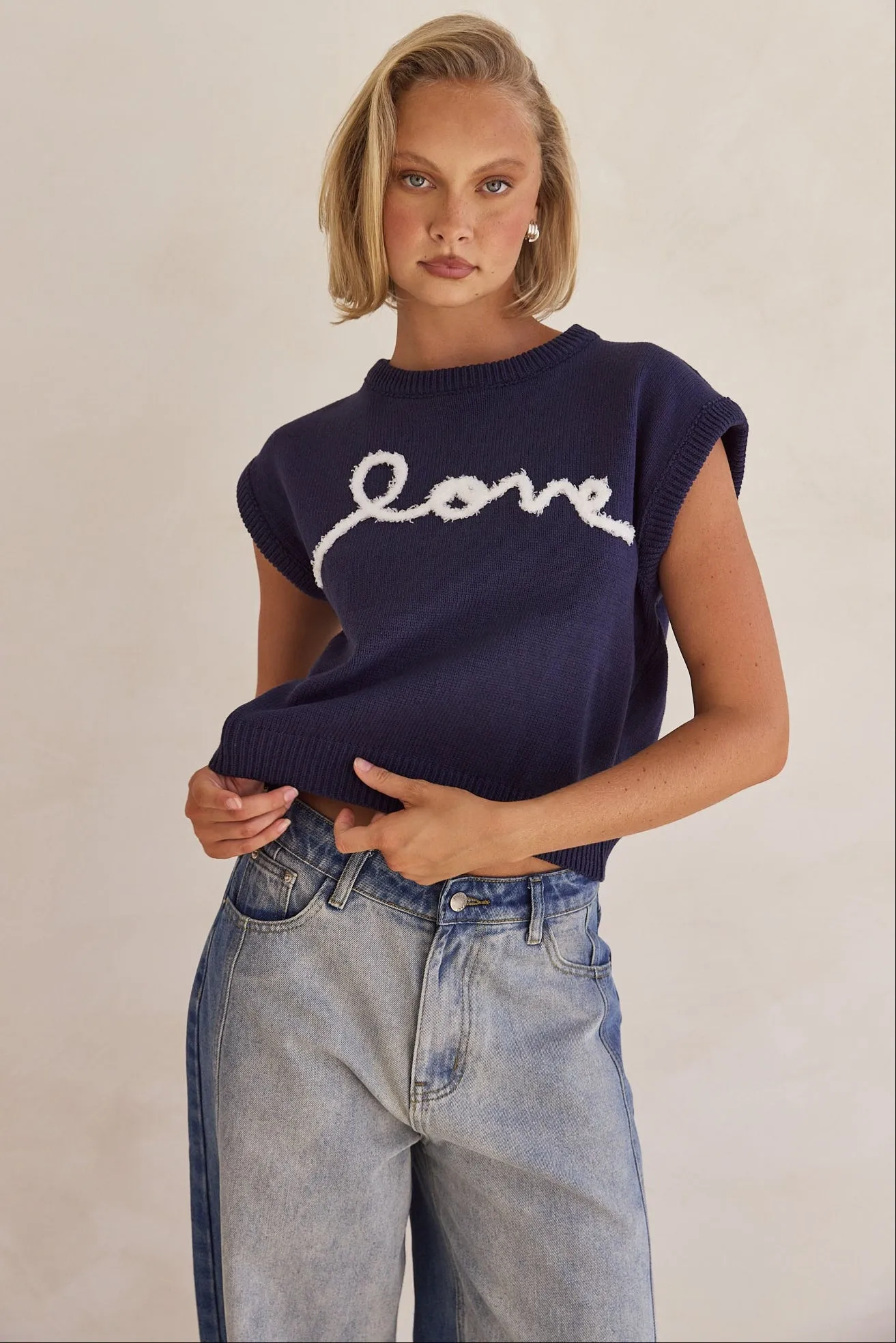 Caterina Knit Top (Navy)