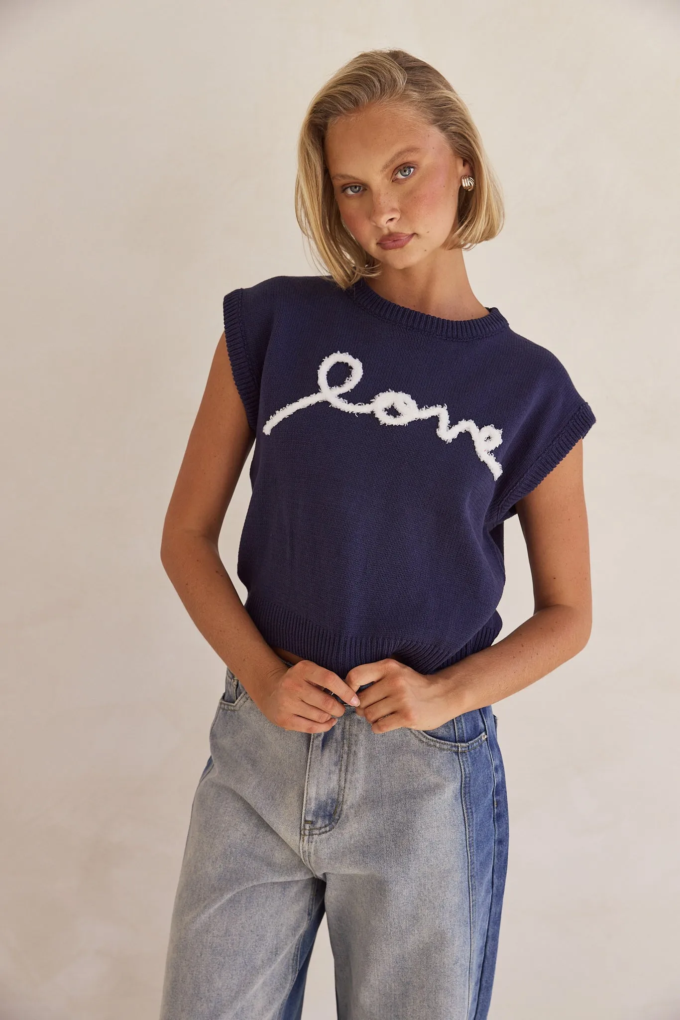 Caterina Knit Top (Navy)