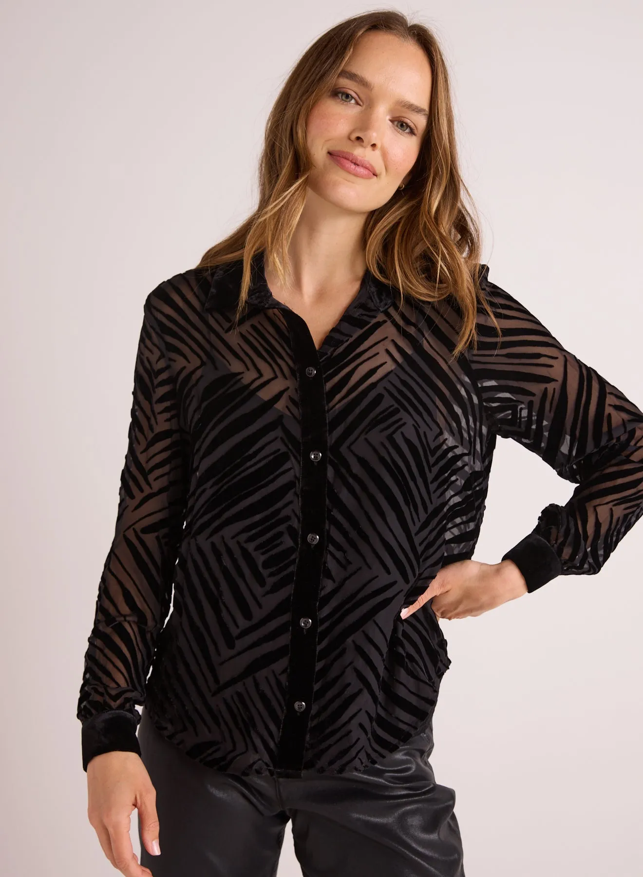 Contrast Button Down - Black