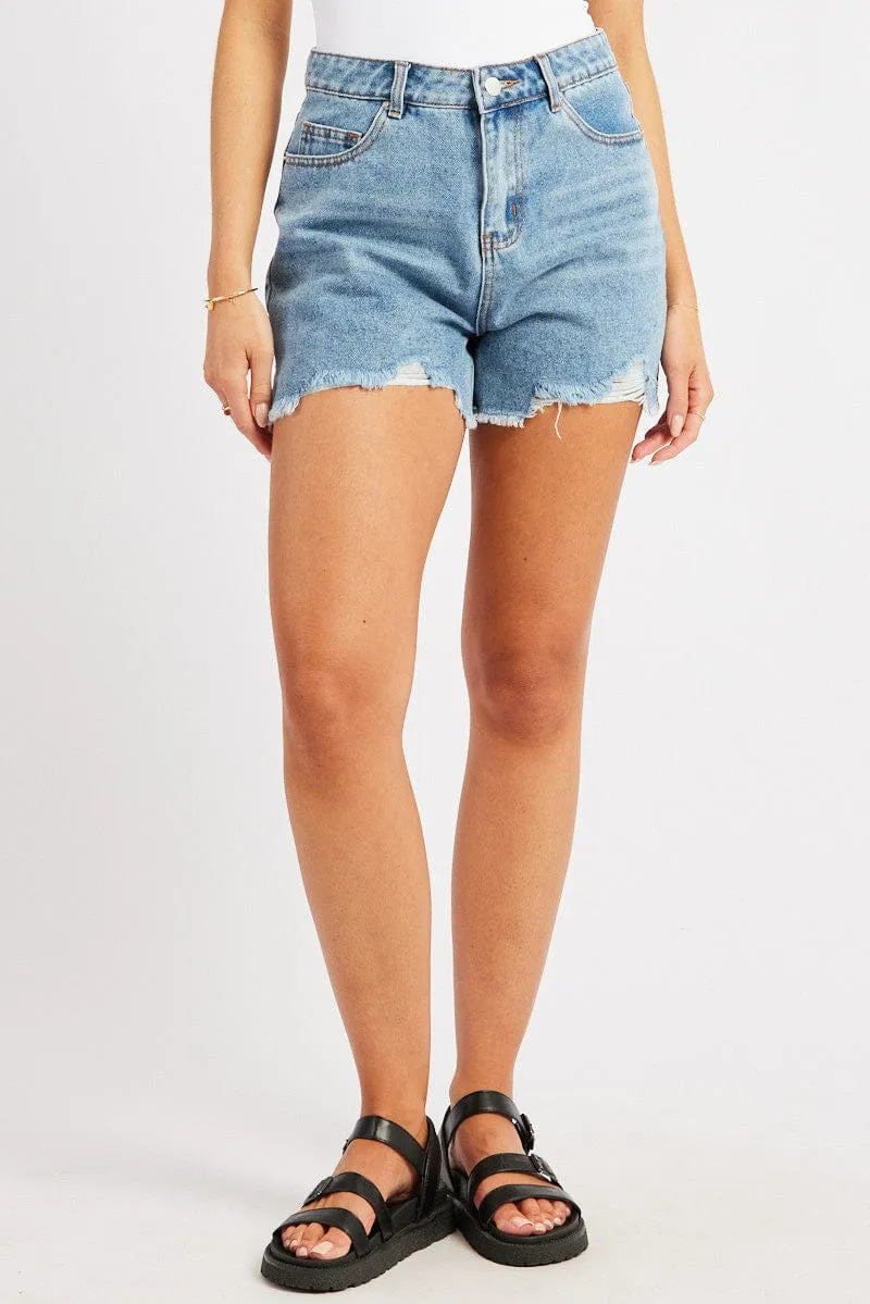 Denim Relaxed Denim Short Mid Rise