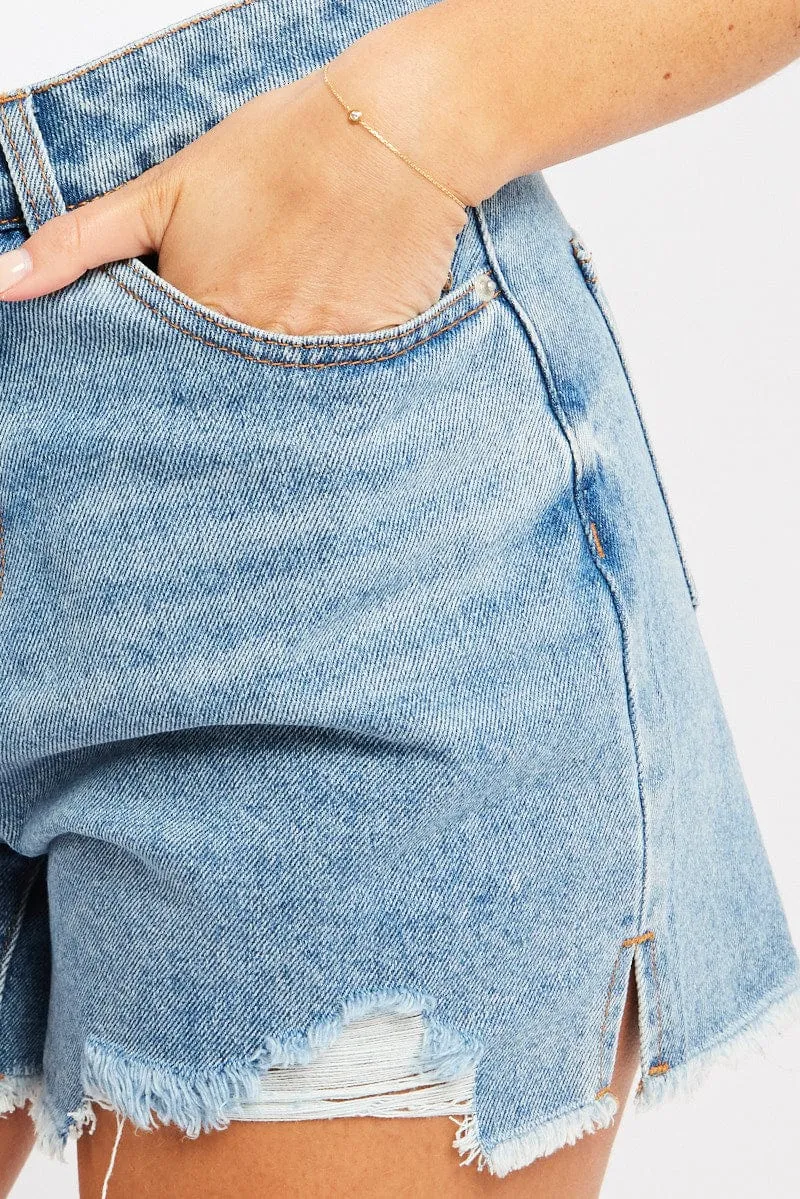 Denim Relaxed Denim Short Mid Rise