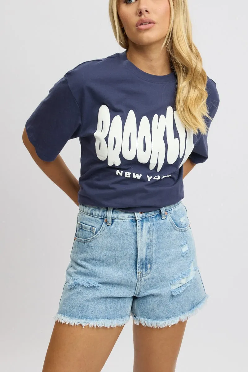 Denim Relaxed Shorts High Rise