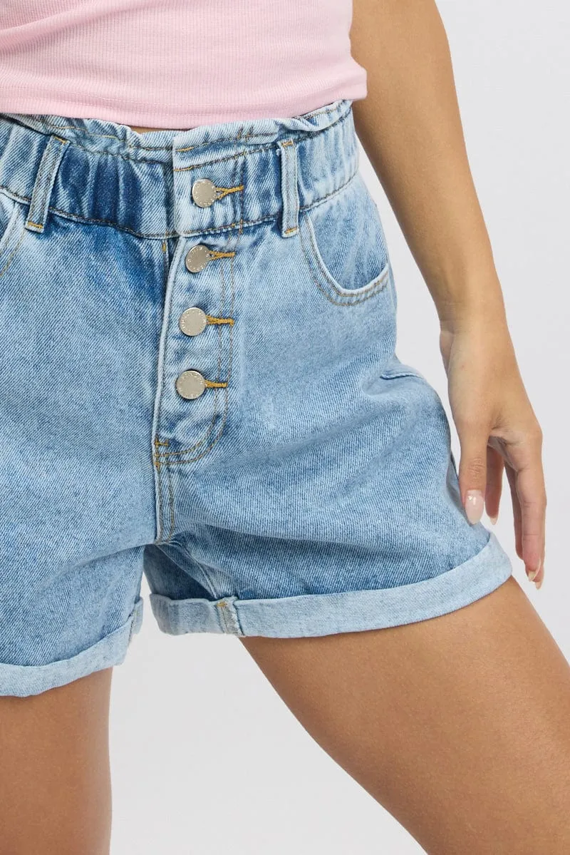 Denim Relaxed Shorts High Rise