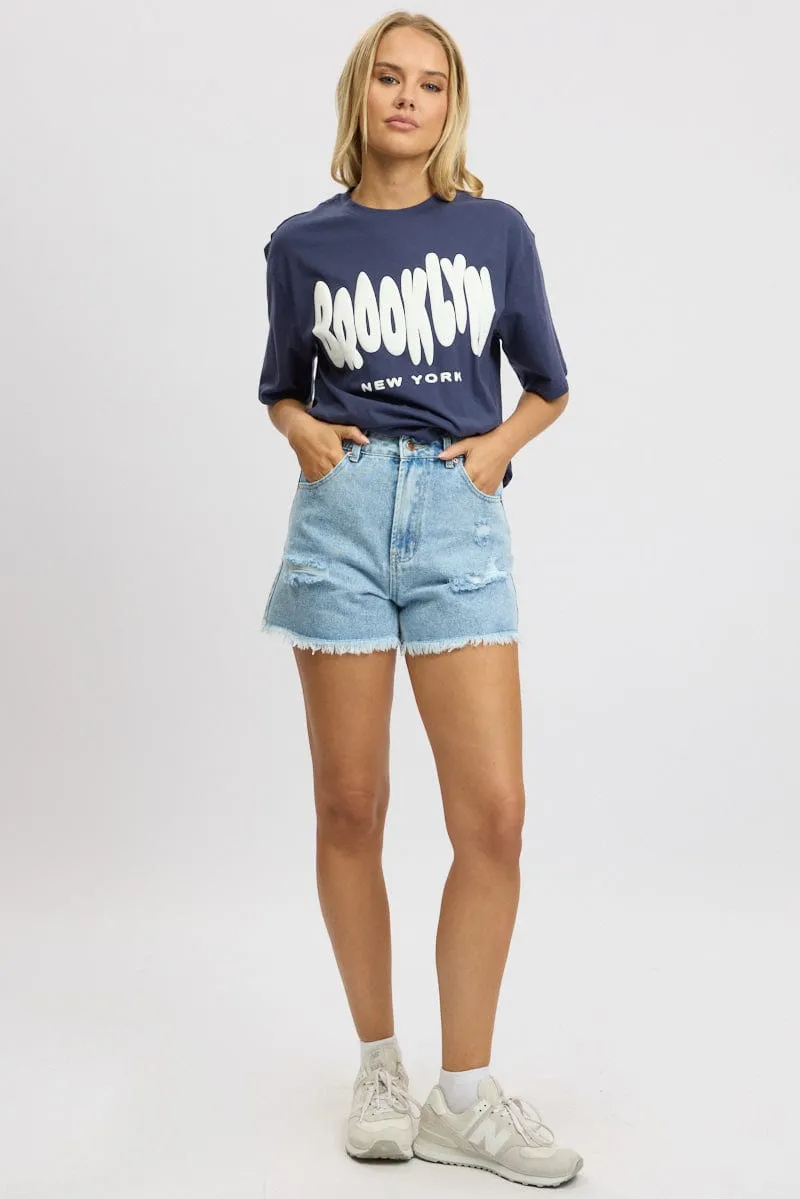 Denim Relaxed Shorts High Rise