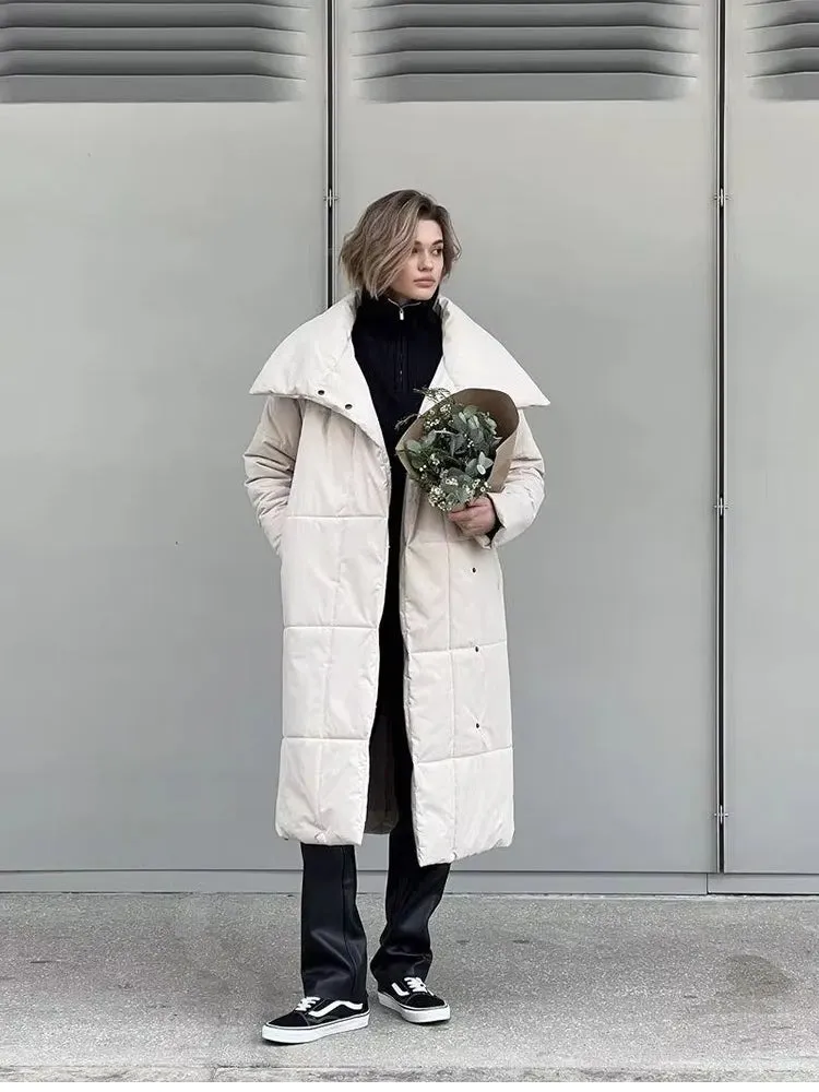 Elegant Tie Belt Long Cotton Jackets