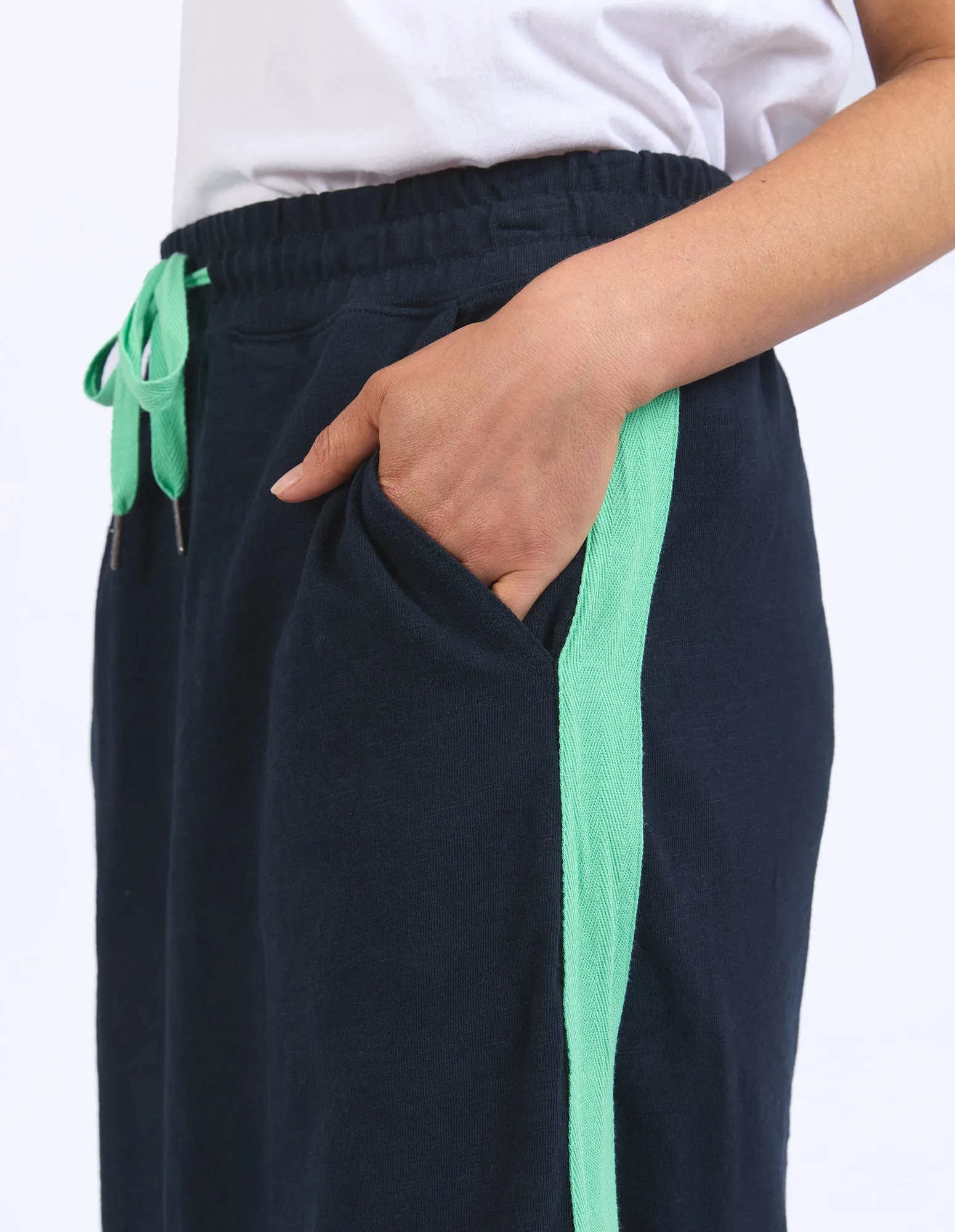 Elm Brunch Skirt Navy With Neon Green Tape