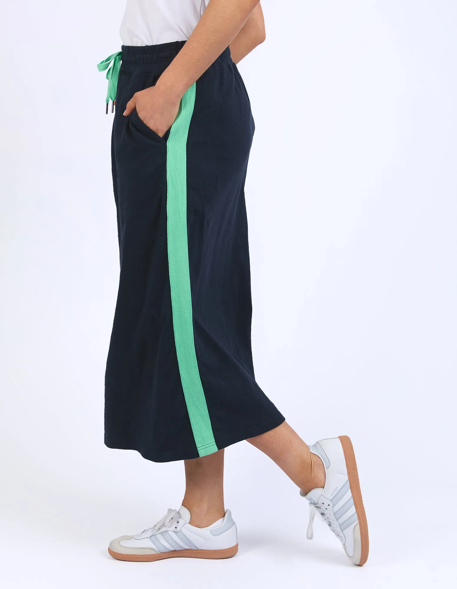 Elm Brunch Skirt Navy With Neon Green Tape