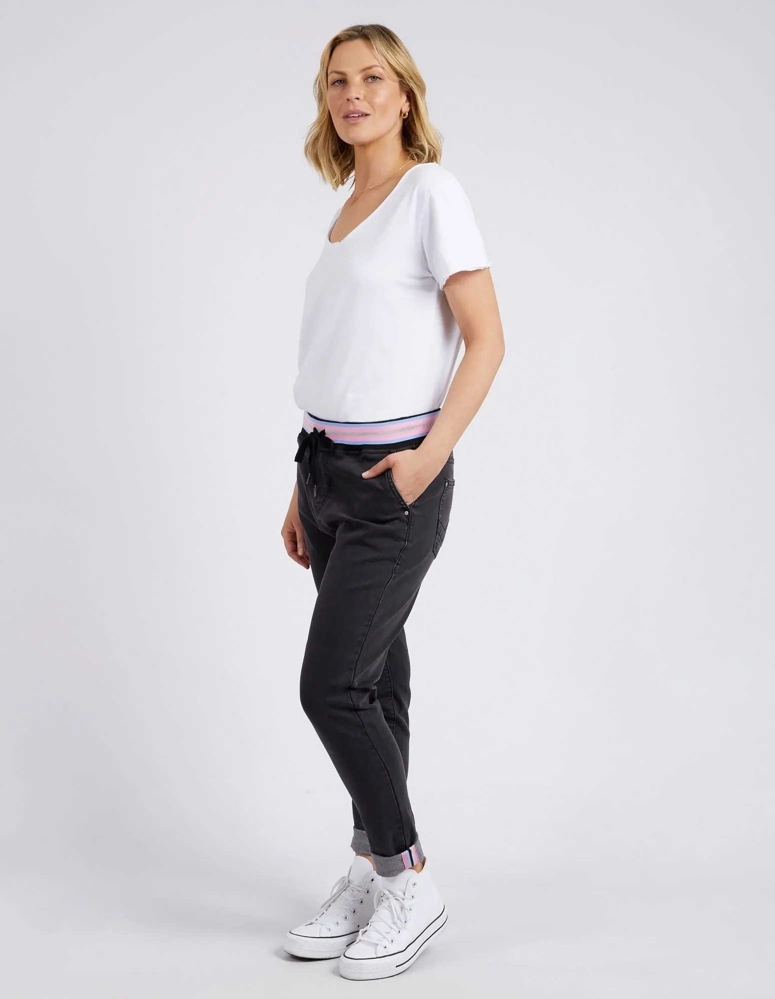 Elm Melody Denim Jogger Washed Black