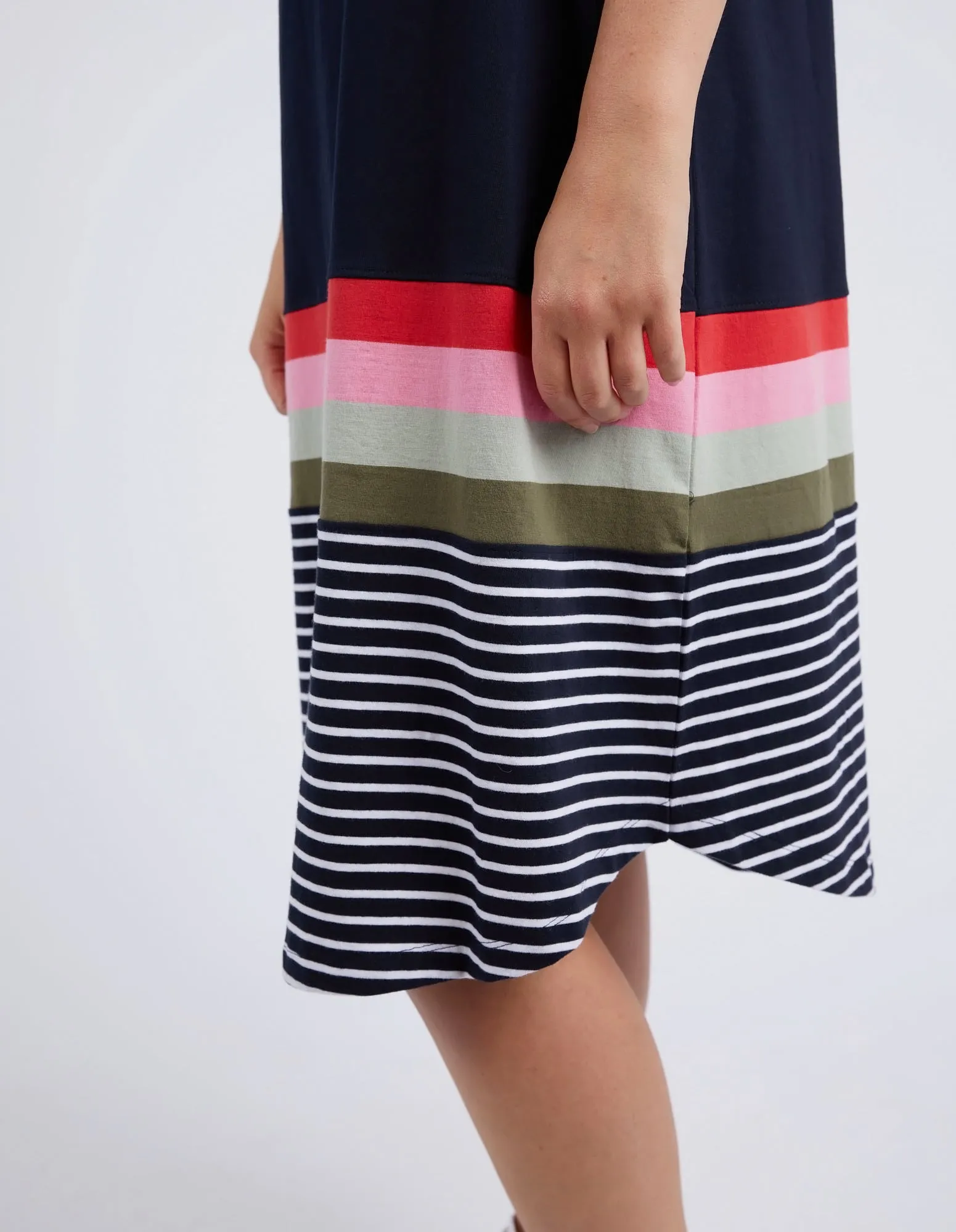 Elm Terra Tee Dress Navy and White Stripe