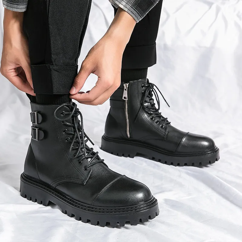 Fashion Brown Leather Men's High Boots