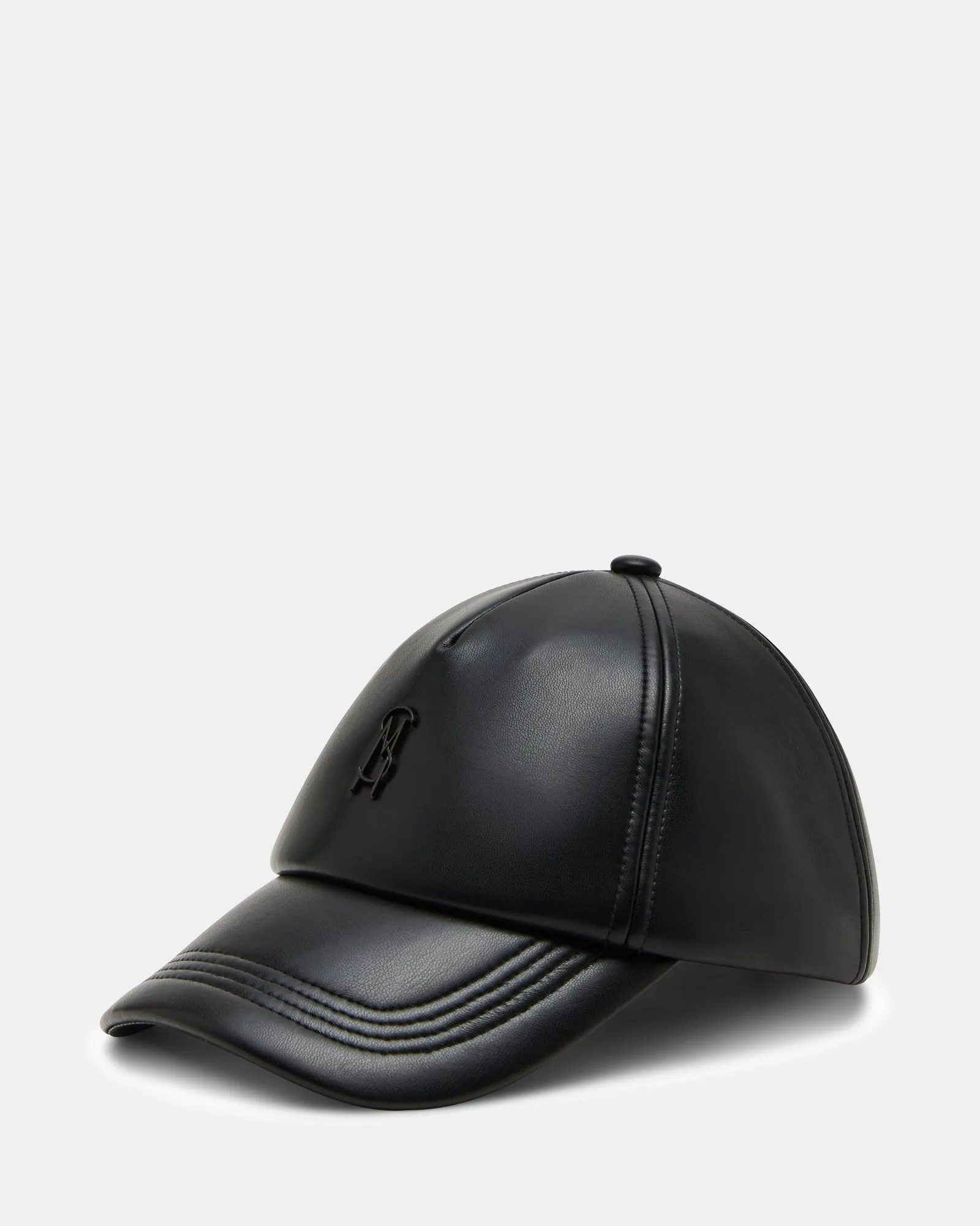 FAUX LEATHER PUFFER BASEALL CAP BLACK