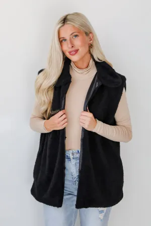 FINAL SALE - Coziest Crush Black Sherpa Vest - DOORBUSTER