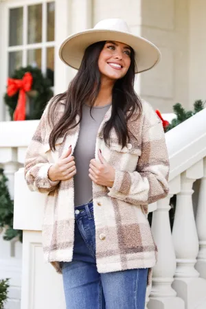 FINAL SALE - Cuddly Cute Plaid Teddy Shacket