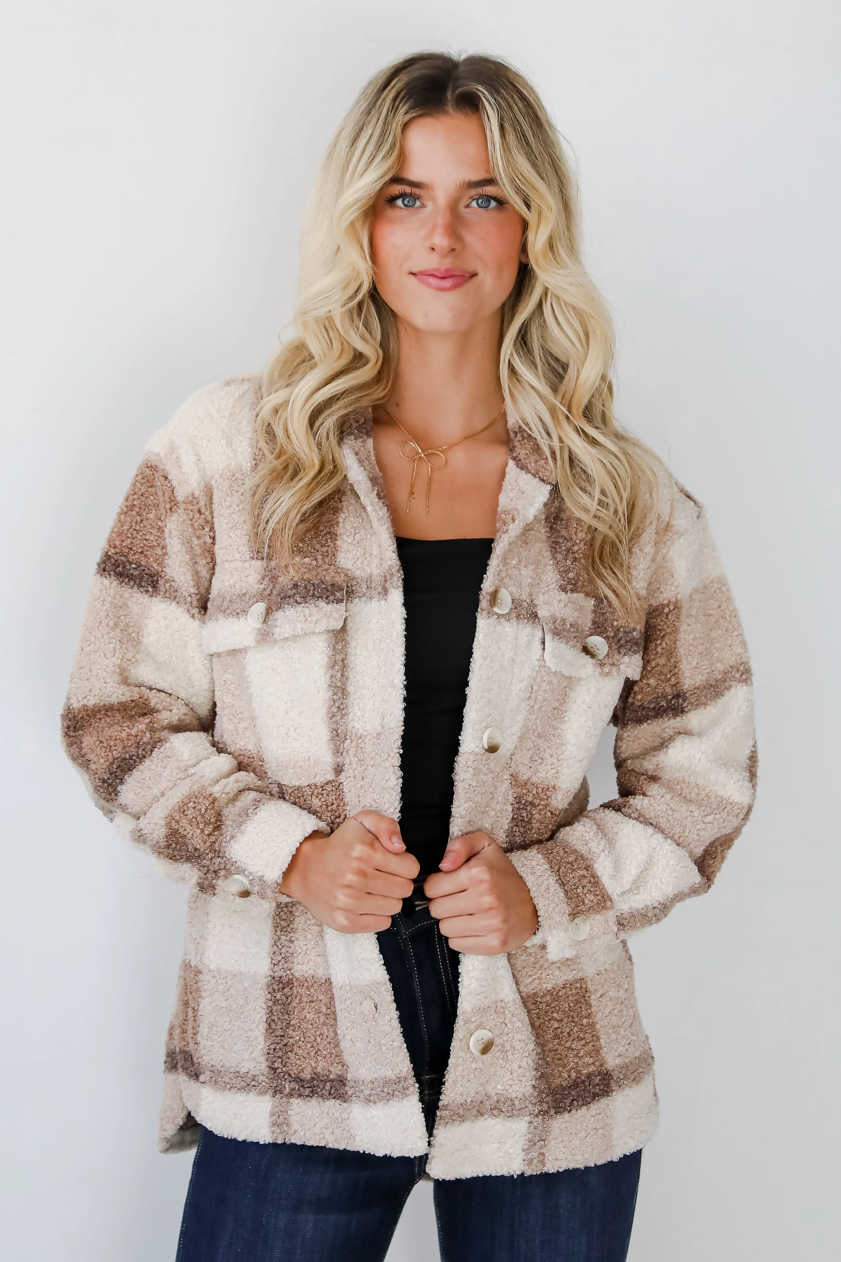 FINAL SALE - Cuddly Cute Plaid Teddy Shacket