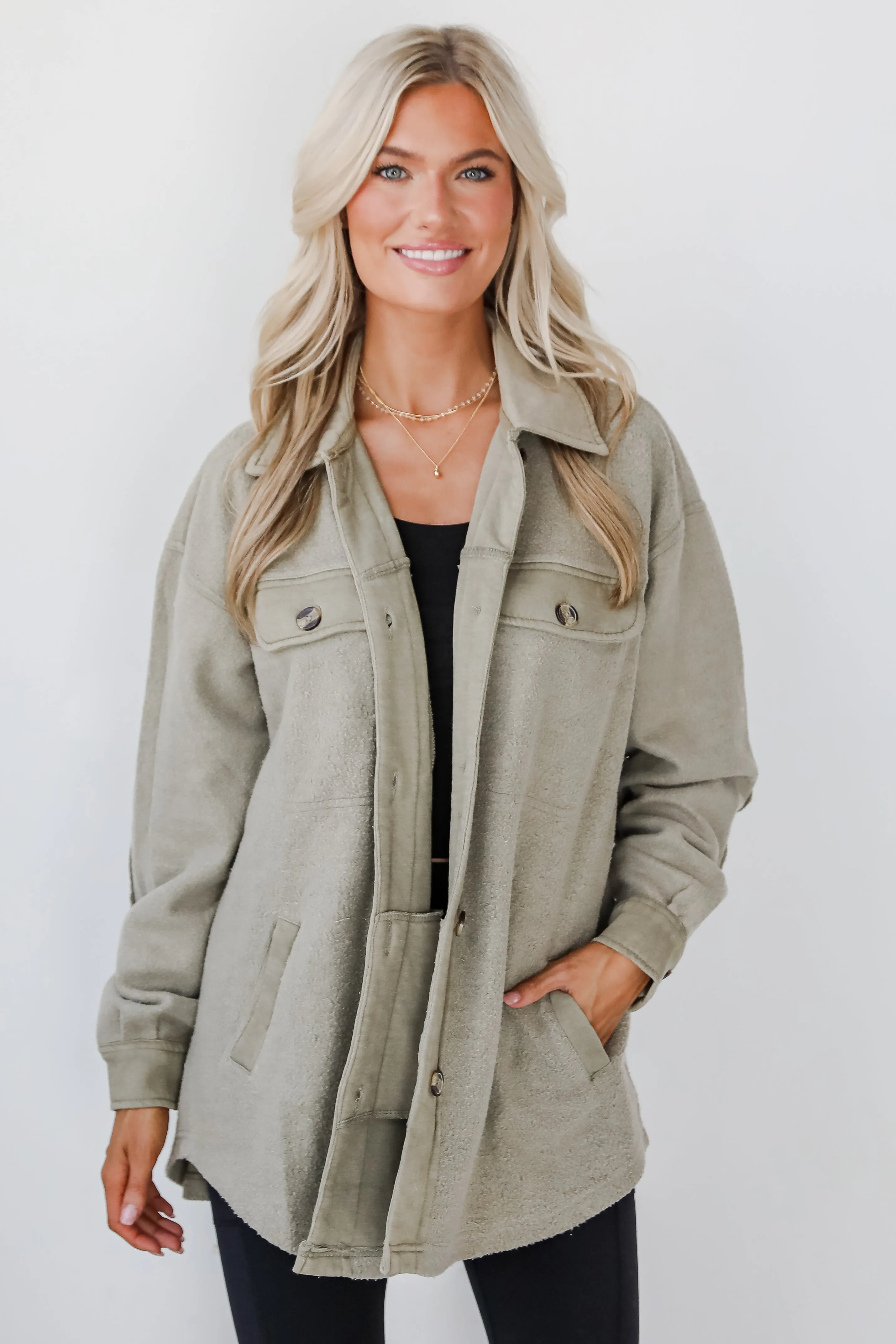 FINAL SALE - Deluxe Comfort Olive Oversized Shacket