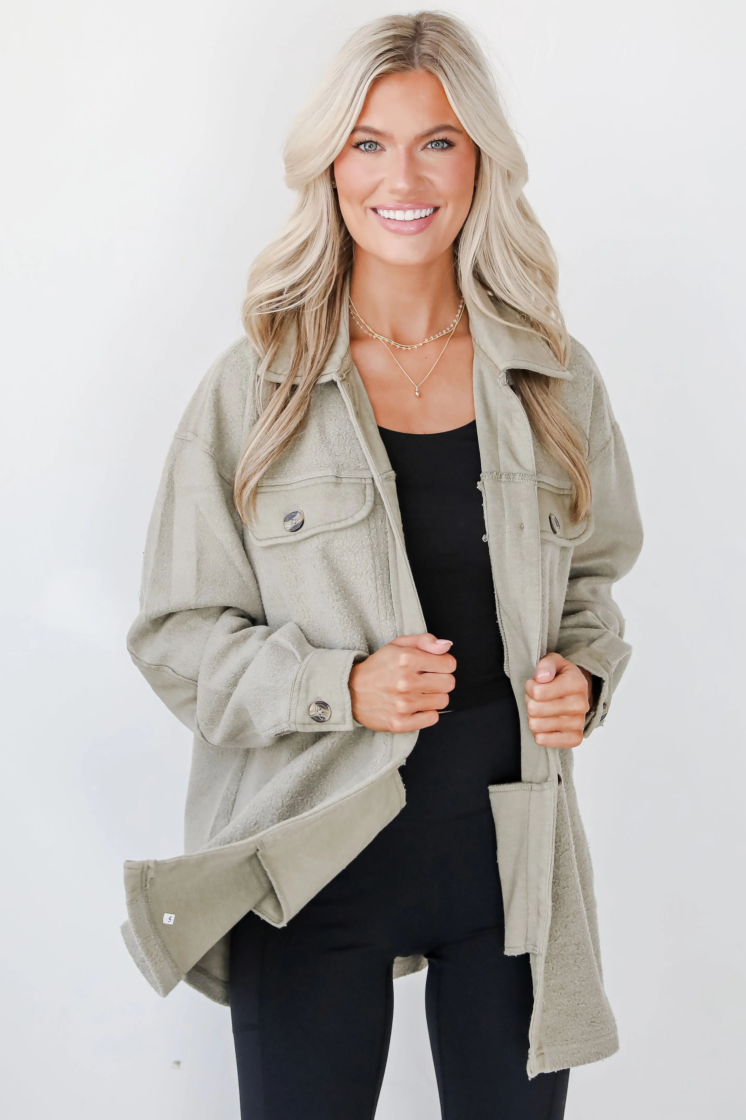 FINAL SALE - Deluxe Comfort Olive Oversized Shacket