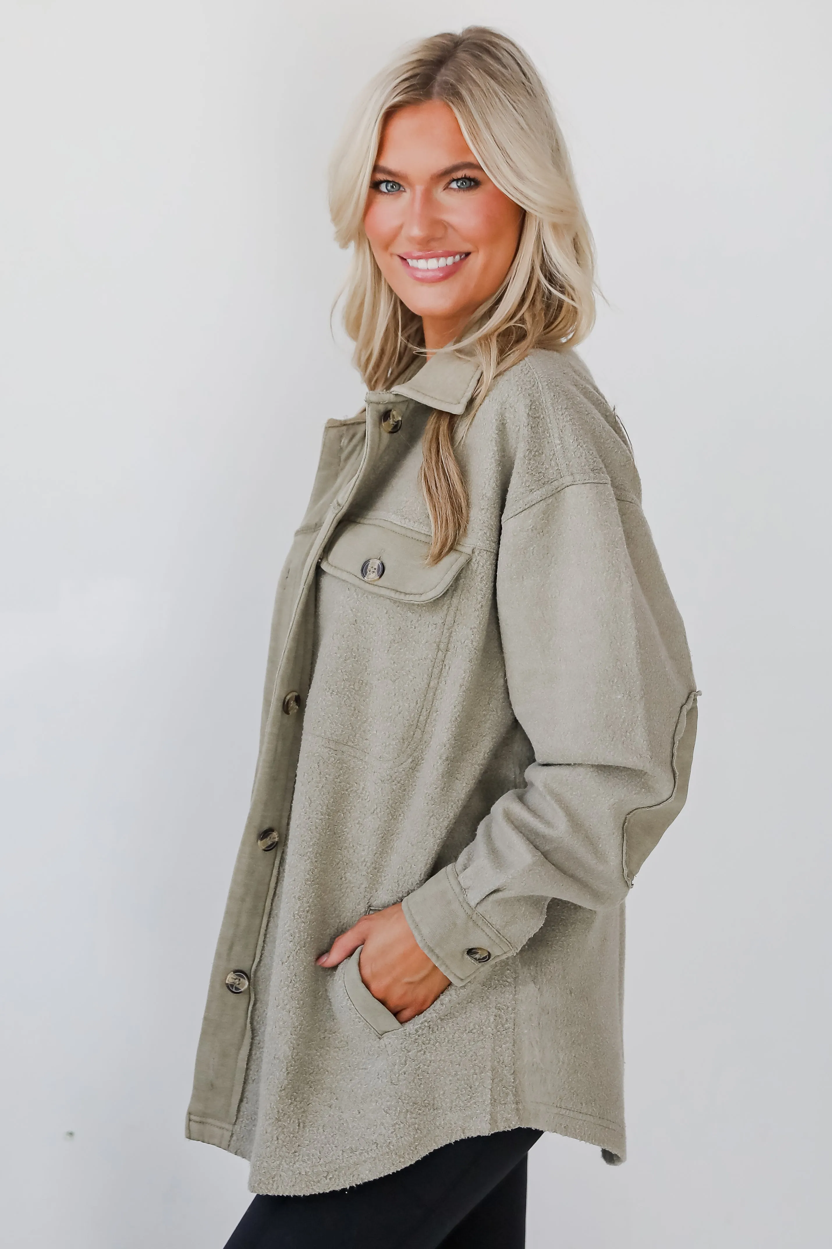 FINAL SALE - Deluxe Comfort Olive Oversized Shacket