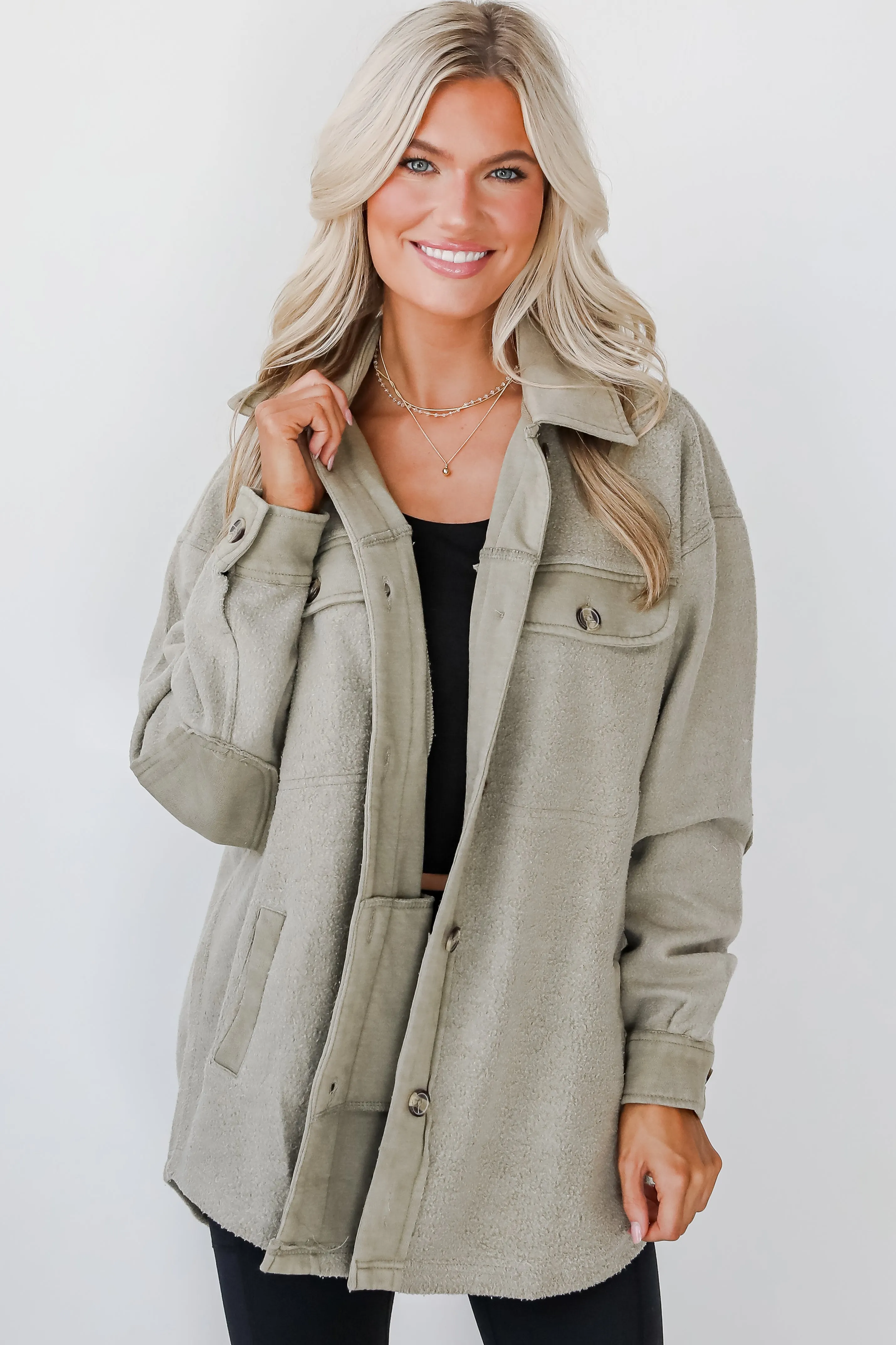 FINAL SALE - Deluxe Comfort Olive Oversized Shacket
