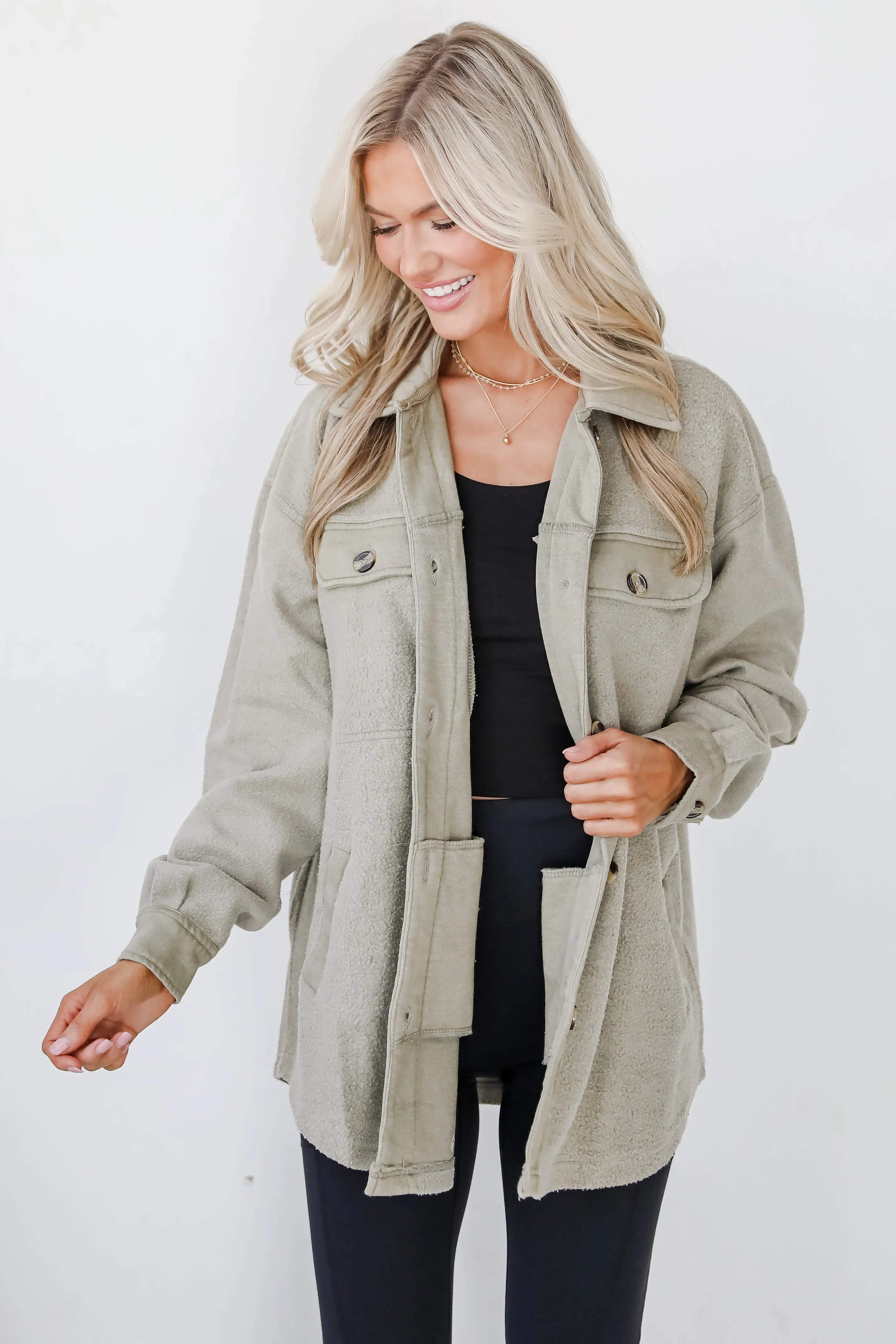 FINAL SALE - Deluxe Comfort Olive Oversized Shacket
