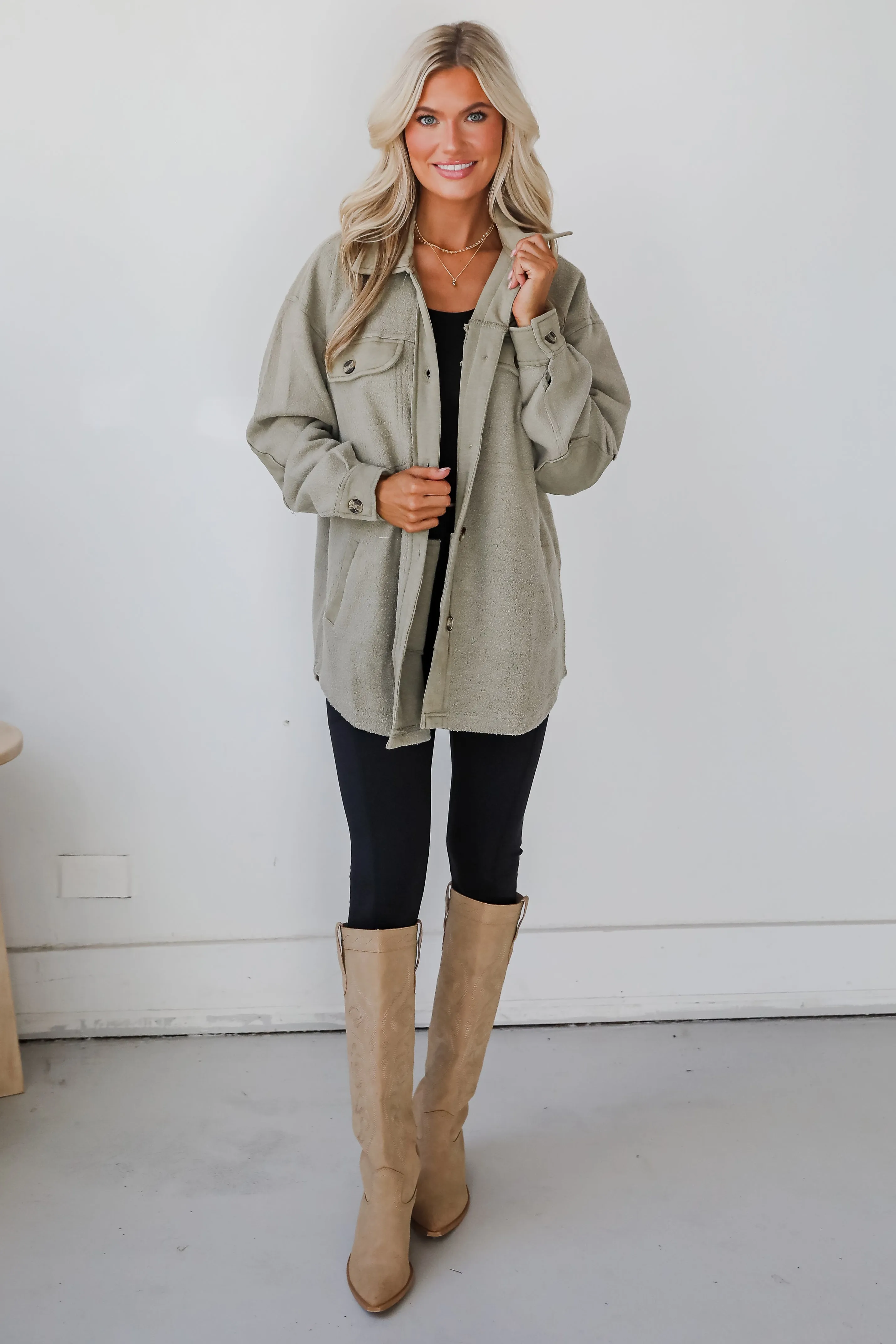 FINAL SALE - Deluxe Comfort Olive Oversized Shacket