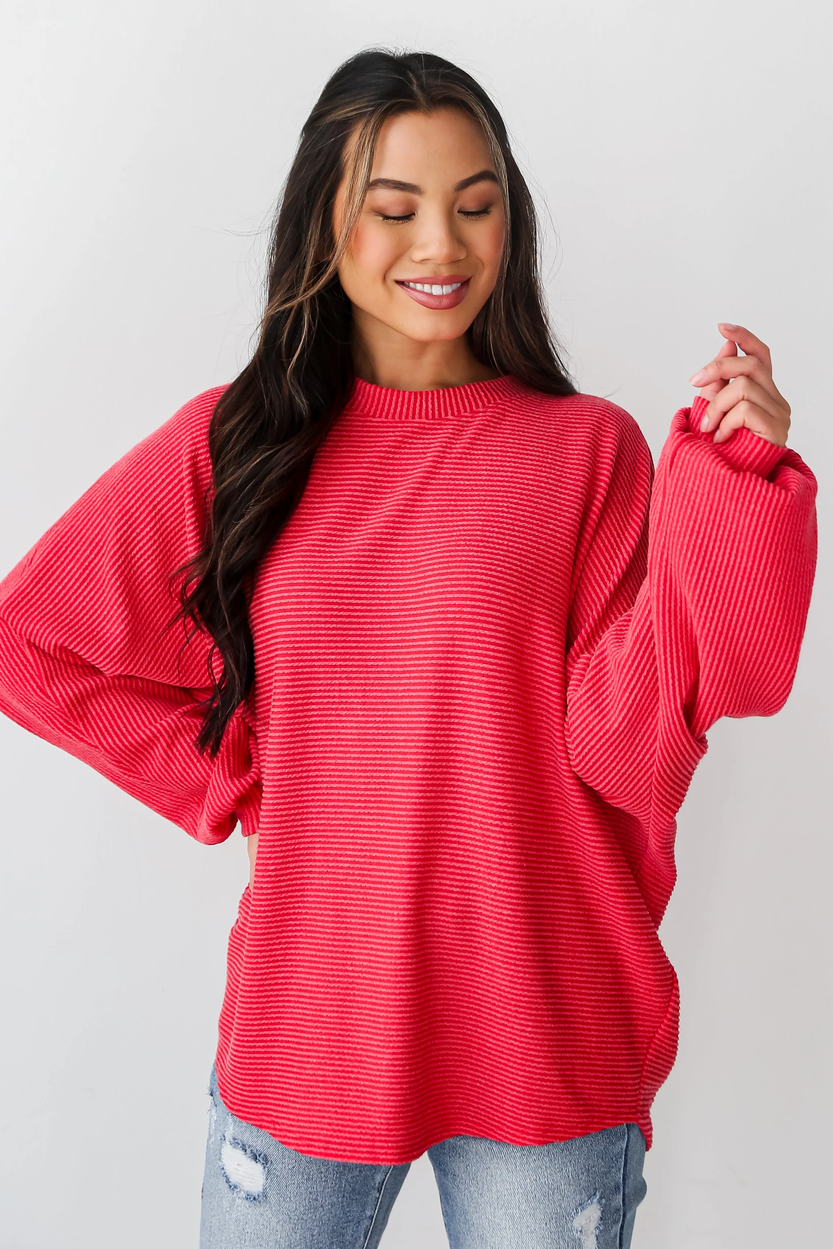FINAL SALE - Home For The Holidays Oversized Corded Top - DOORBUSTER