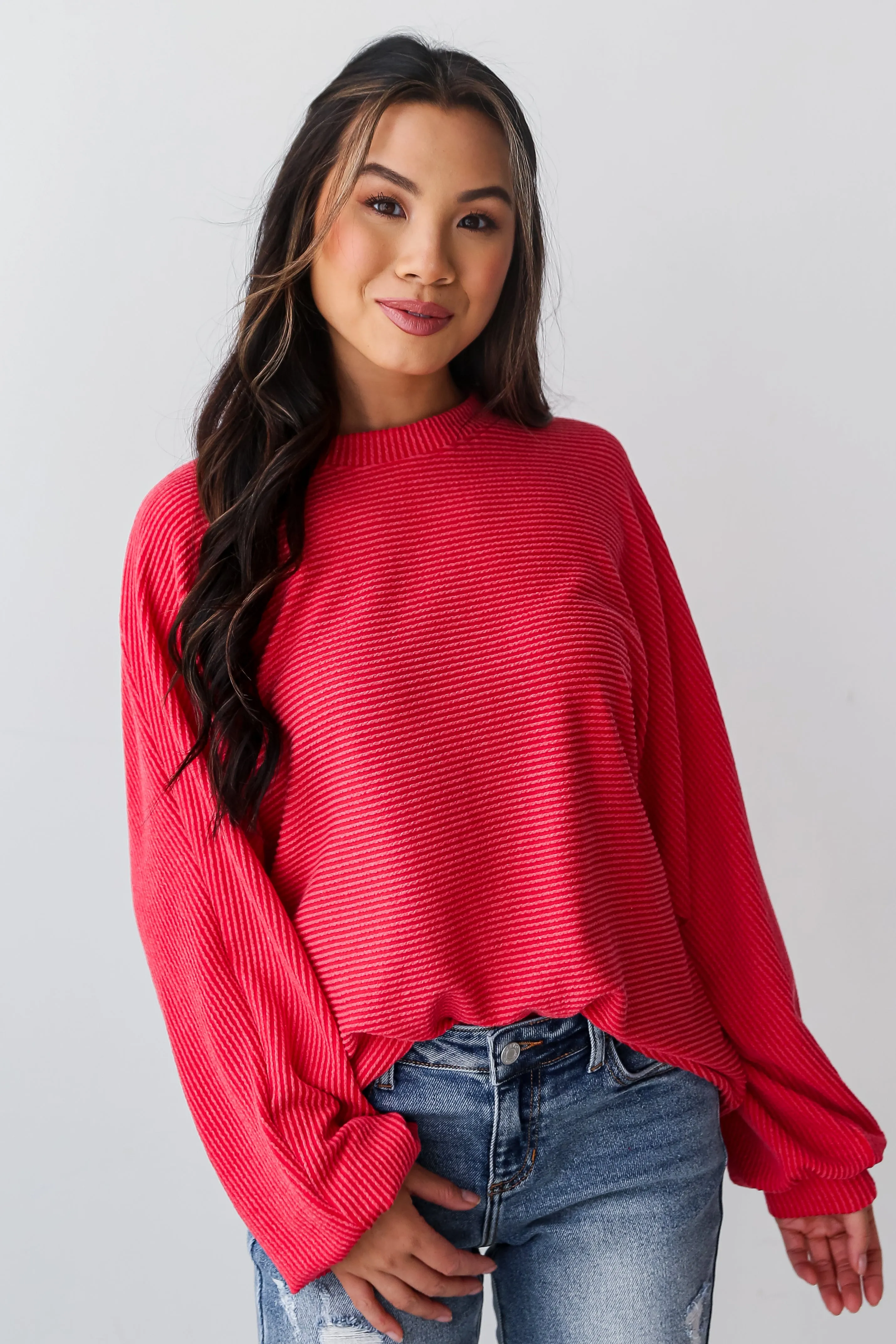 FINAL SALE - Home For The Holidays Oversized Corded Top - DOORBUSTER