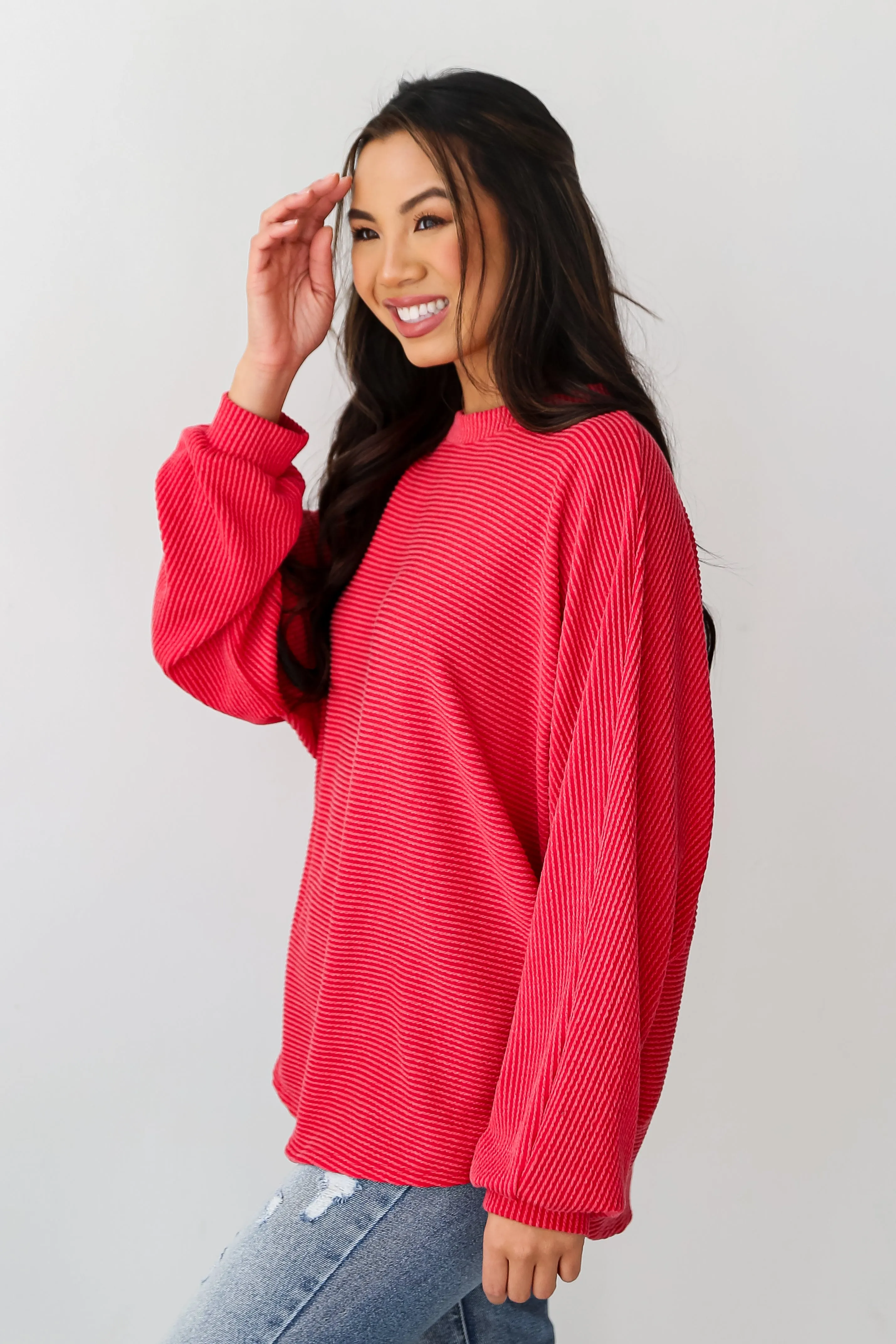 FINAL SALE - Home For The Holidays Oversized Corded Top - DOORBUSTER