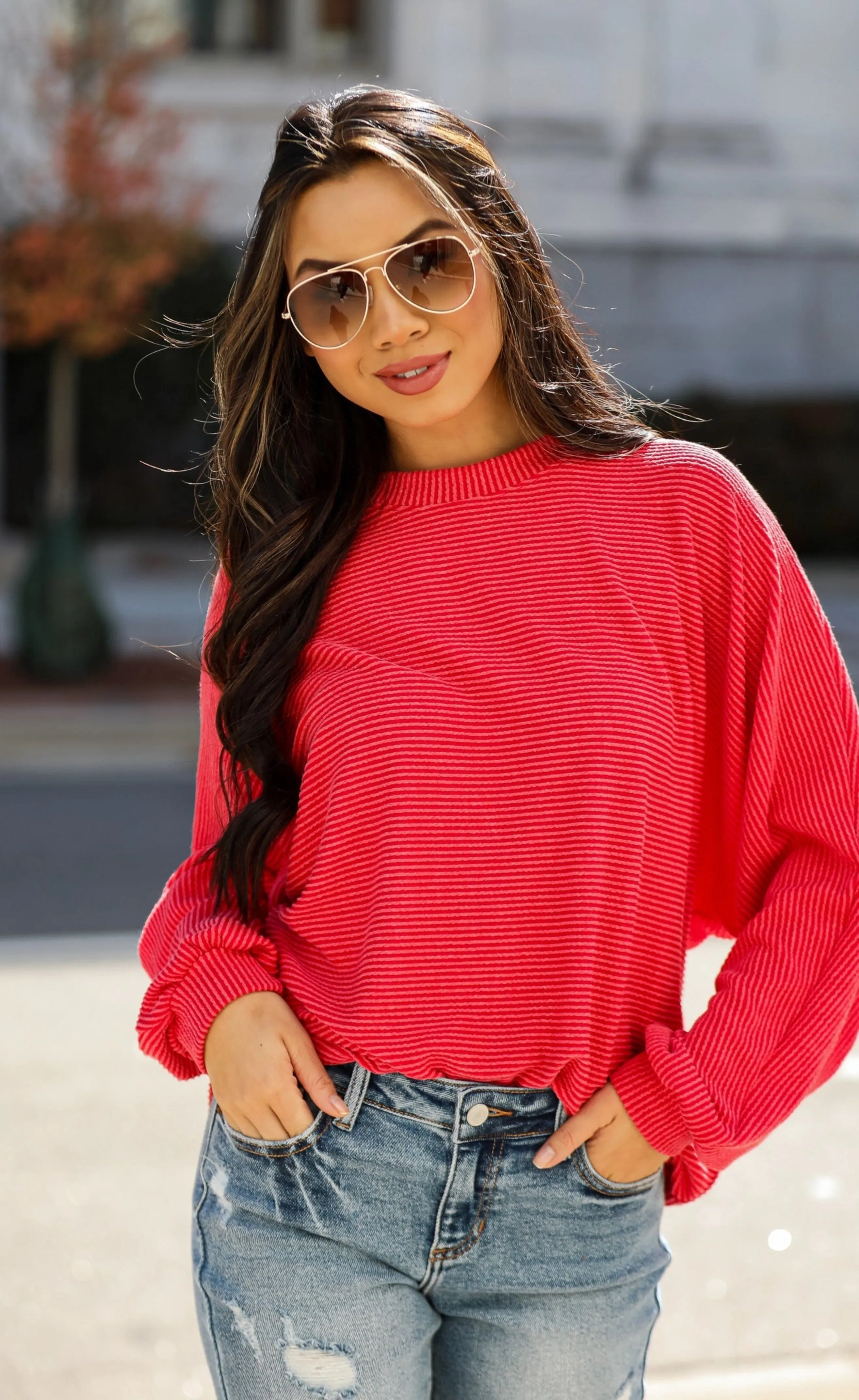 FINAL SALE - Home For The Holidays Oversized Corded Top - DOORBUSTER
