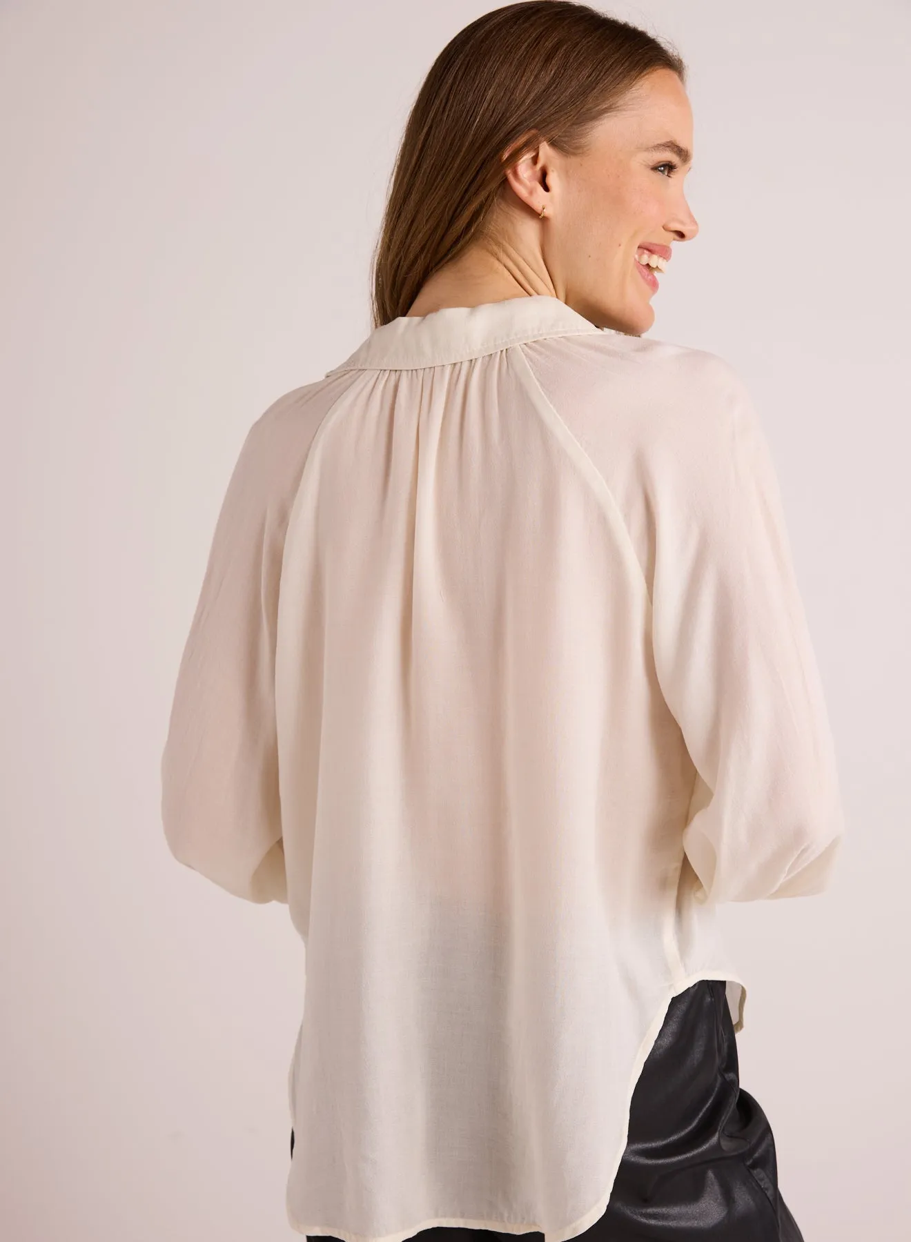 Flowy Raglan Sleeve Shirt - Ivory Pearl